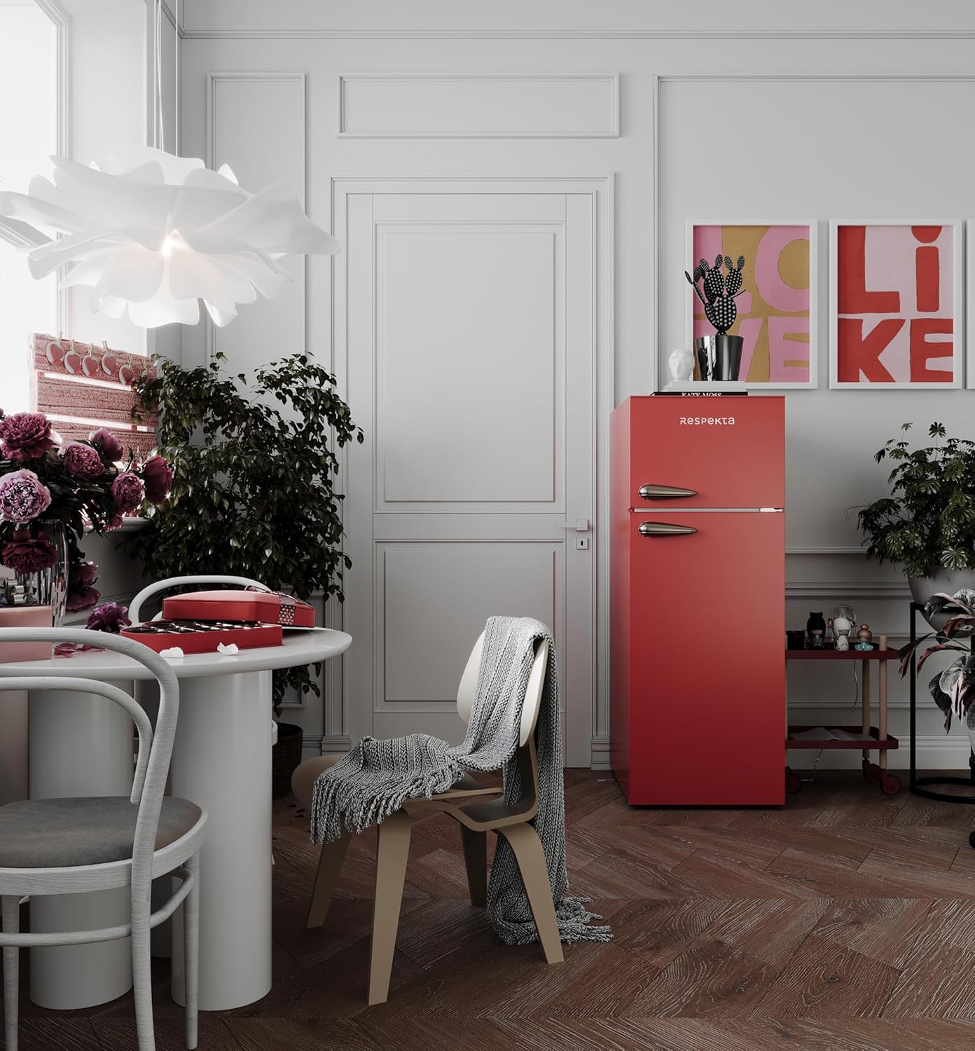 Respekta Retro-Kühlschrank mit Gefrierfach/in schwarz / 145 x 54 cm / 213 L Nutzinhalt/verstellbare Füße/automatisches Abtauverfahren/Schnellgefrierfunktion / KS144VS