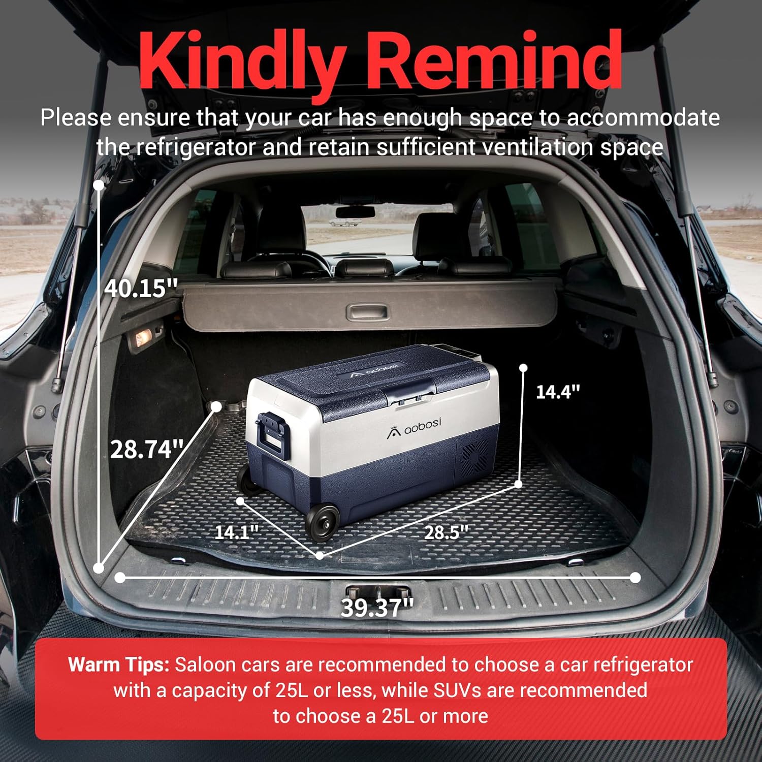 AAOBOSI Compressor Cool Box 36 L, Cool Box Car with WiFi App Control, 12/24 V and 100-240 V Electric Cool Box, up to -20 °C for Car, Truck, Boat, Motorhome, Camping, Double Zone