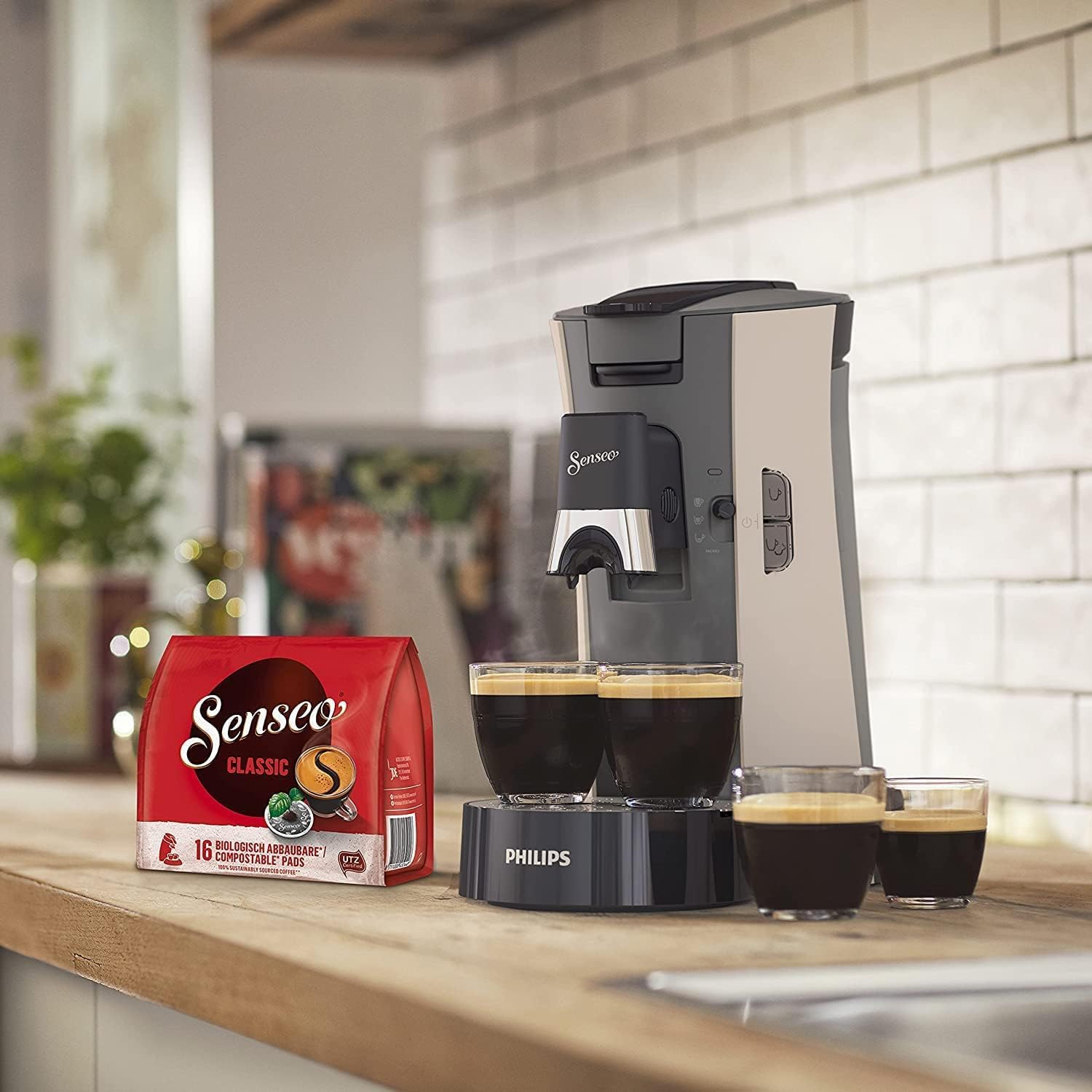 Philips Senseo Select CSA240/20 Kaffeepadmaschine (Kaffeestrkewahl Plus, Memo-Funktion, aus recyceltem Plastik), Schwarz Eco