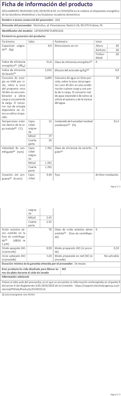 AEG L6FBG51470 Waschmaschine / Serie 6000 mit ProSense / Testsieger der Stiftung Warentest / 7,0 kg / Leise / Mengenautomatik / Nachlegefunktion / Kindersicherung / Wasserstopp / 1400 U/min