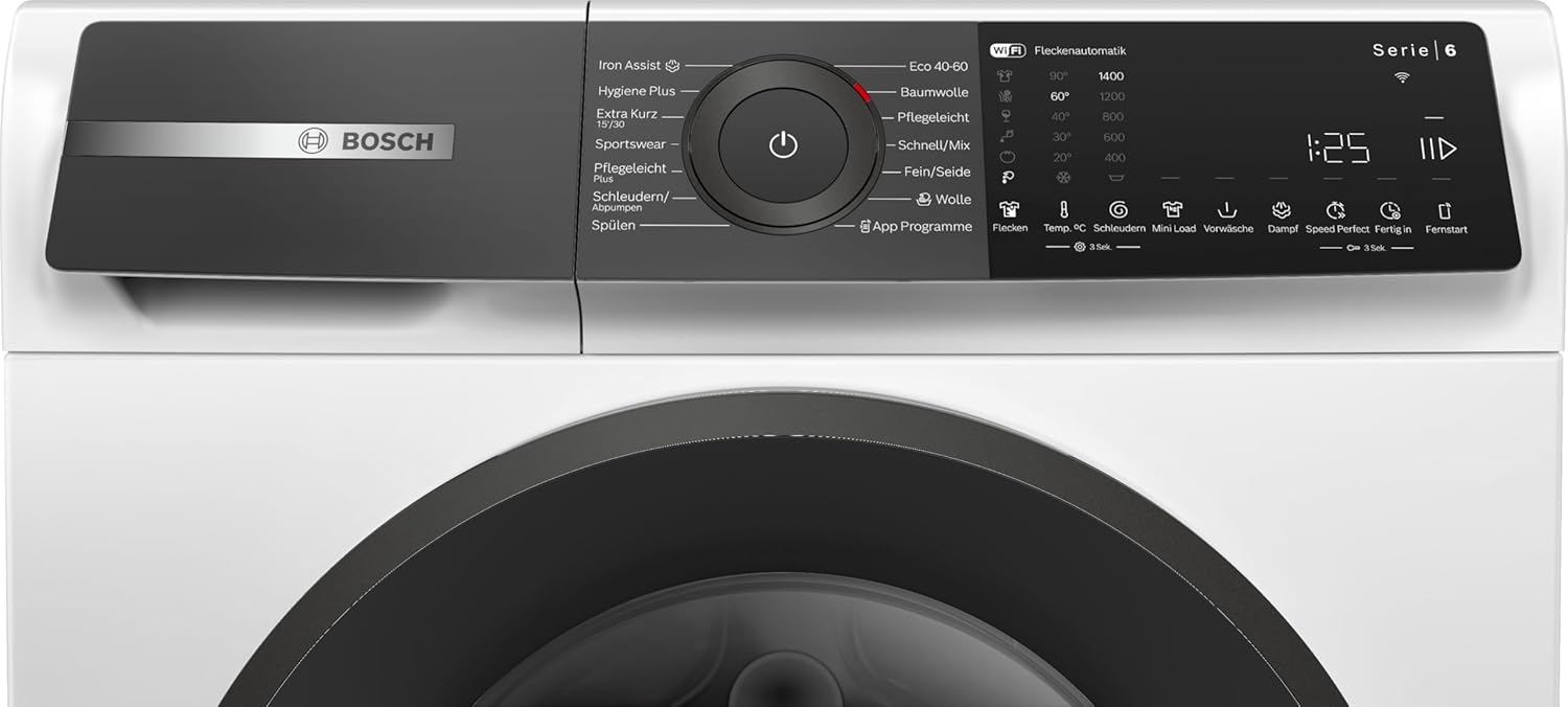 BOSCH WAN28127 Waschmaschine Serie 4, Frontlader mit 8kg Fassungsvermögen, 1400 UpM, Iron Assist, Active Water Plus, EcoSilence Drive, Speed Perfect, Weiß, 60cm