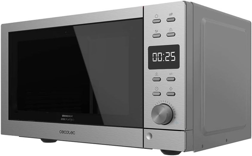 Cecotec Touch-Mikrowelle ohne Teller GrandHeat 2500 Flatbed Touch White. 800 W, 25 Liter Fassungsvermögen, 8 vorkonfigurierte Funktionen, Timer