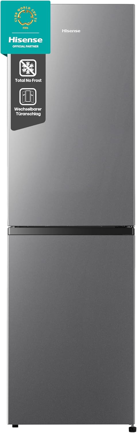 Hisense RB327N4AD2 Kühl-Gefrierkombination/ NoFrostPlus/ Multiflow 360°/ HolidayMode/ FreshZone/ 182,4 cm/ Kühlteil 171 l/ Gefrierteil 85 l/ 41 dB/ 287 kWh/ Jahr/ Edelstahl-Look