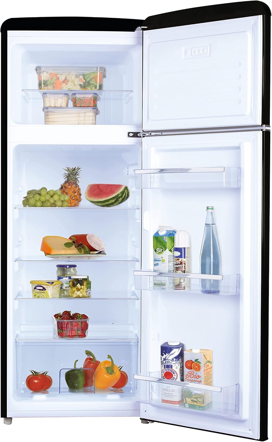 Amica KGC 15632 T Retro Kühl-/Gefrierkombination / Ice Blue (Türkis) / 144cm (H) x 55cm (B) x 62cm (T) / Retro-Design / Kühlschrank mit Gefrierfach