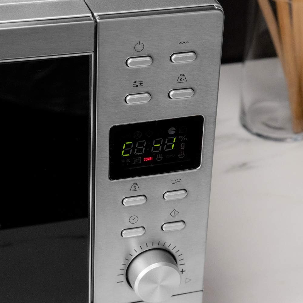 Cecotec Touch-Mikrowelle ohne Teller GrandHeat 2500 Flatbed Touch White. 800 W, 25 Liter Fassungsvermögen, 8 vorkonfigurierte Funktionen, Timer