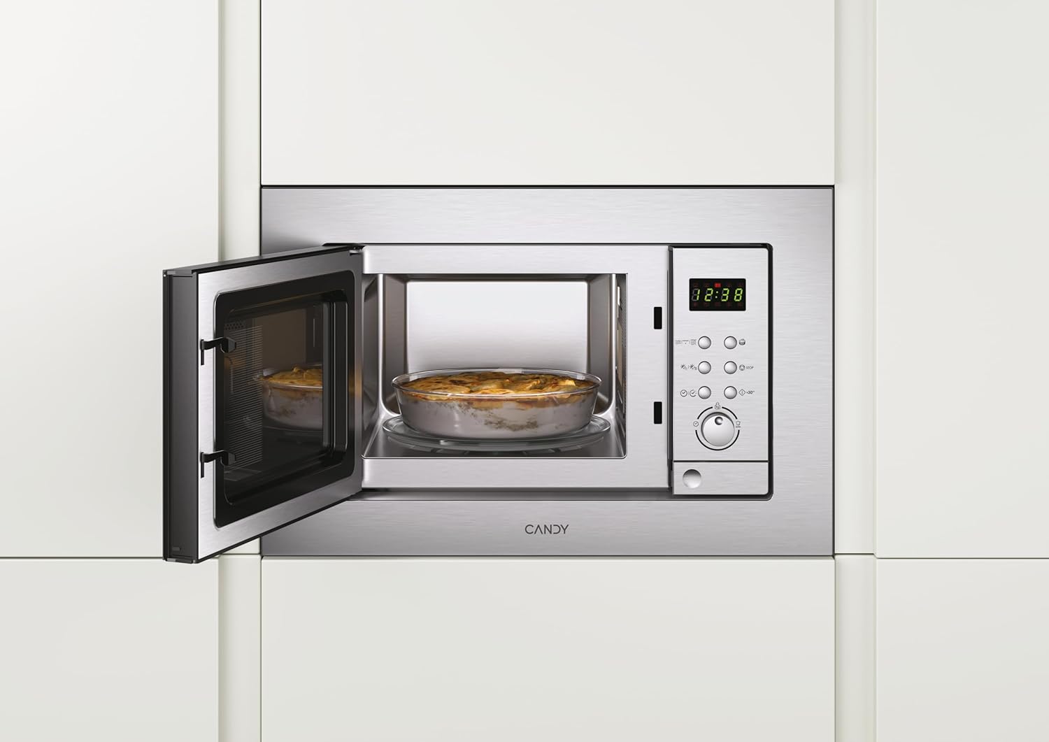 Candy MIC 201 EX Einbau-Mikrowelle / Volumen: 20 Liter / Mikrowelle: 800W / Grill: 1000W, Metallisch