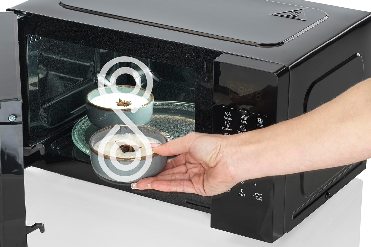 Hisense Elektronische Mikrowelle, Fassungsvermögen 23 l, Leistung 800 W, Grillleistung 1000 W, LED-Display mit Touch-Steuerung, Schwarz