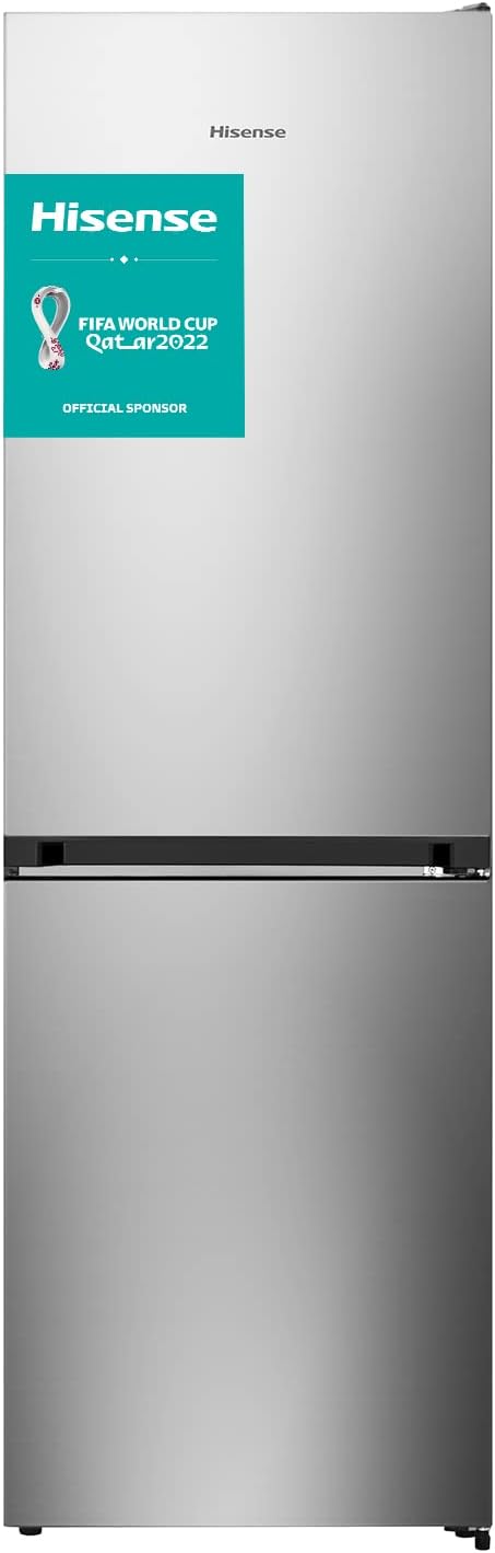 Hisense RB327N4ADD Fridge-Freezer Combination, EEK D, Total NoFrost, Interchangeable Door Hinge, Bottle Grid, 171 Litre Fridge Compartment, 85 Litre Freezer Compartment, Stainless Steel Look