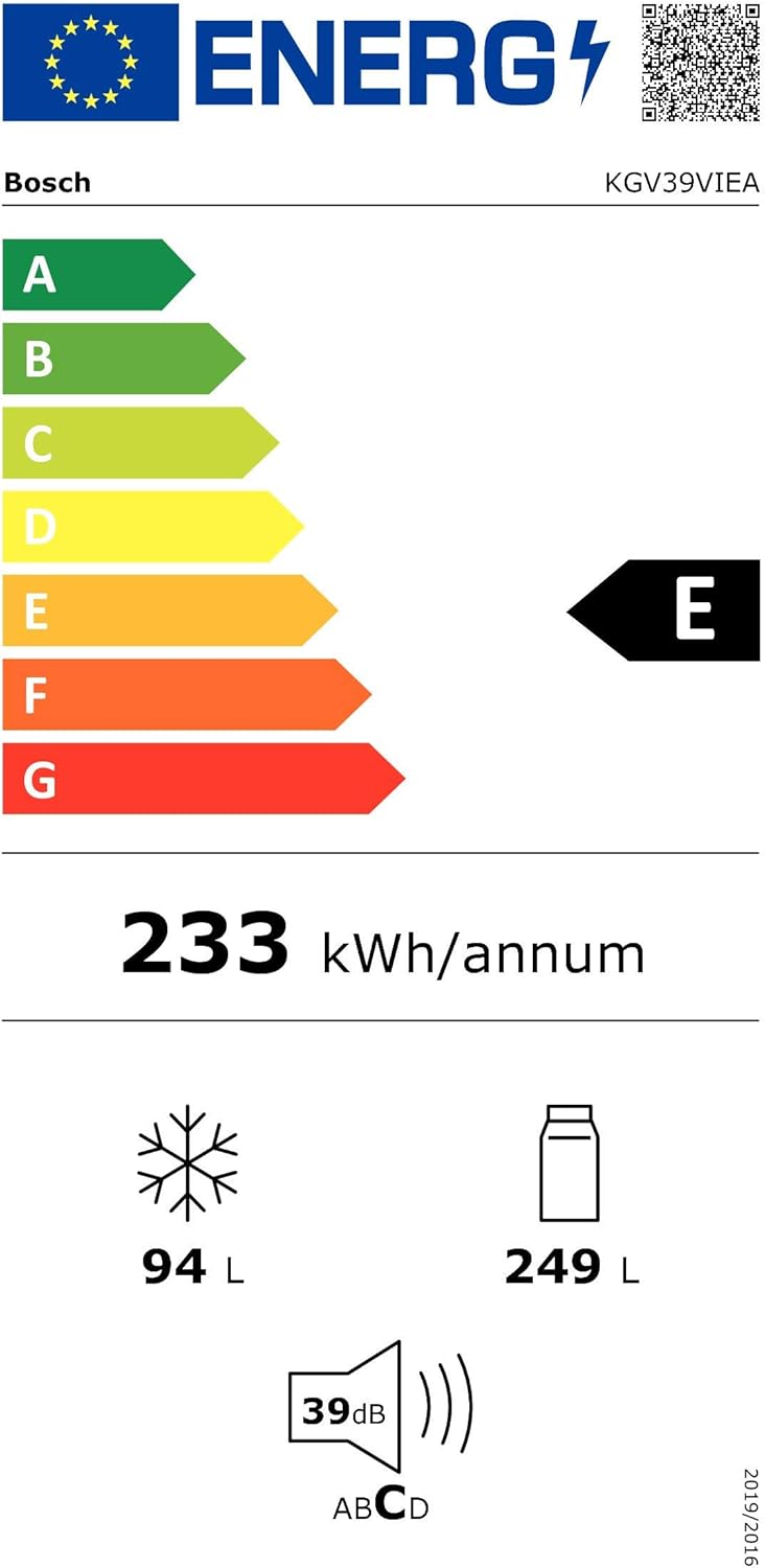 Bosch KGN36NWEA Serie 2 Kühl-Gefrier-Kombination, 186 x 60 cm, 215 L Kühlen & 87 L Gefrieren, NoFrost nie wieder abtauen, LED-Beleuchtung gleichmäßige Ausleuchtung