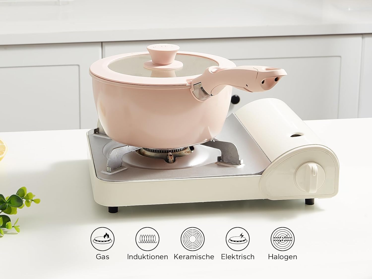 Redchef Topfsets Pfannenset 16-Teilig Antihaft-Keramik-Kochgeschirr-Set mit Abnehmbaren Griffen, Pfanne 20/26cm, Tiefe Bratpfanne 26cm, Topf 18/20cm, Stapelbar Topfset Für alle Herdarten, Ofenfest