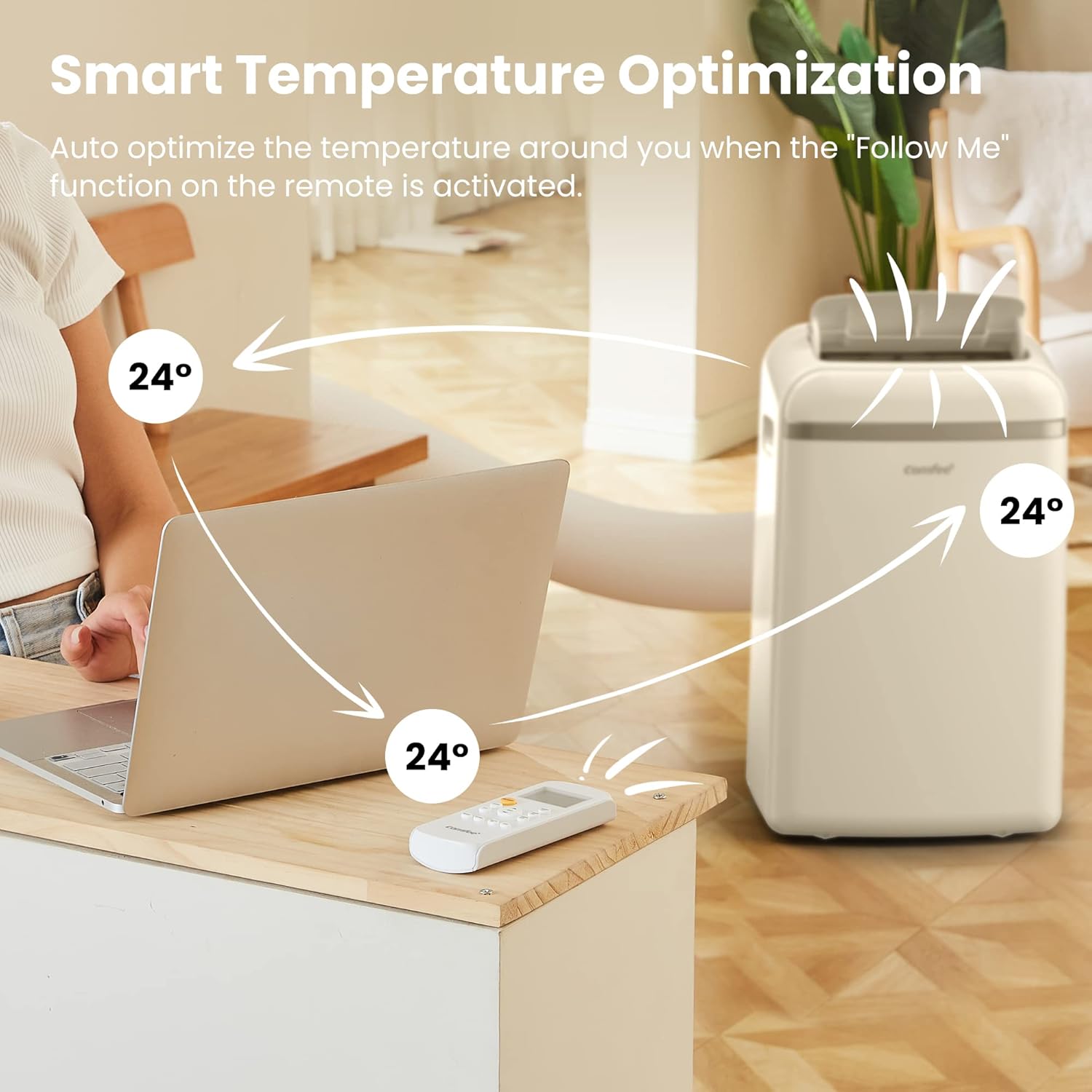 Comfee Mobiles Klimagert Easy Cool 2.0, 7000 BTU 2,0kW, Kühlen&Ventilieren&Entfeuchten, Raumgre bis 68m(25㎡), APP-Steuerung/Alexa/Google Home/IFTTT, Mobile Klimaanlage mit Abluftschlauch