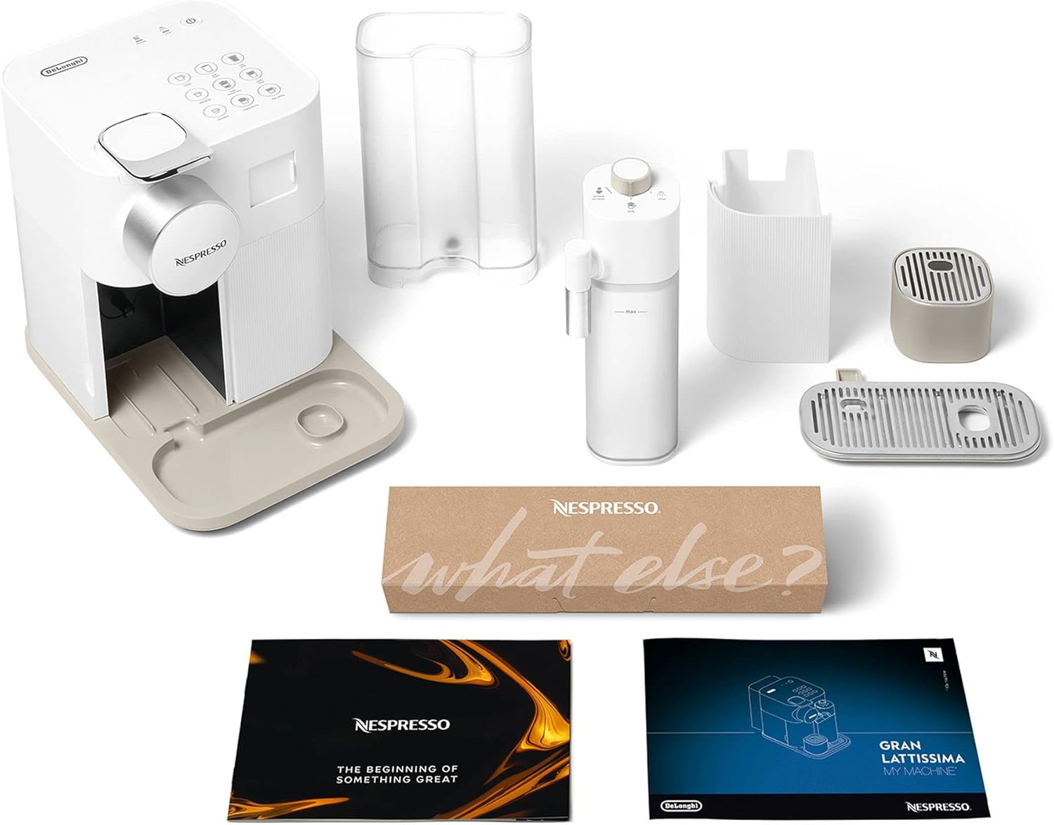 Nespresso De'Longhi EN640.W Gran Lattissima Kaffeekapselmaschine mit automatischem Milchsystem,19 Bar Druck, 1400W,Weiß