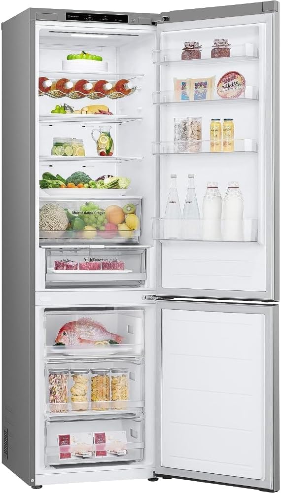 LG GBV22NCCEP Kühl-/Gefrierkombination – Smart Inverter Compressor, Total No Frost, Modern Flat Door Design, Matt Schwarz Metallic, Energieeffizienz A