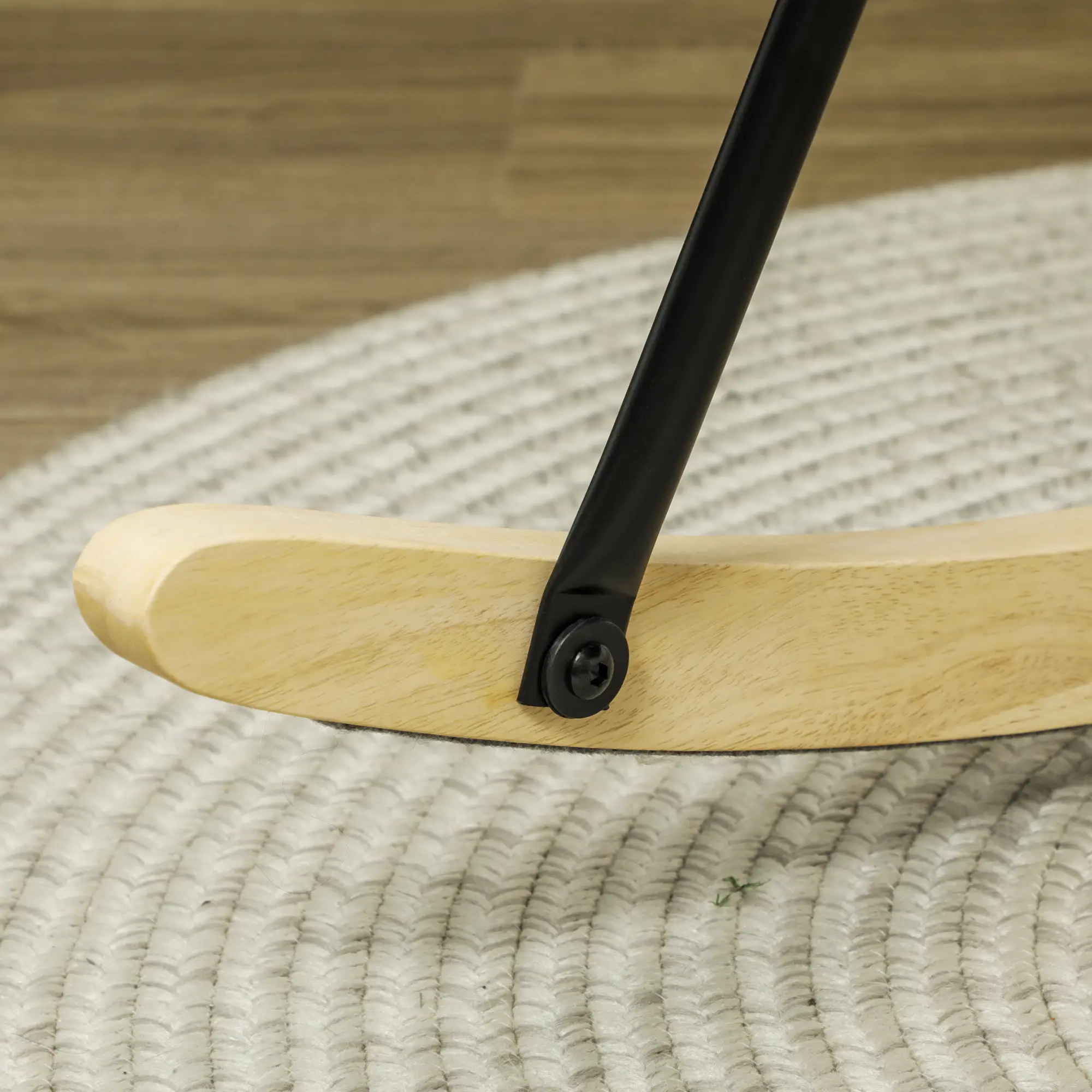 HOMCOM Schaukelstuhl Samtoptik Holzkufen Elegantes Design Beige