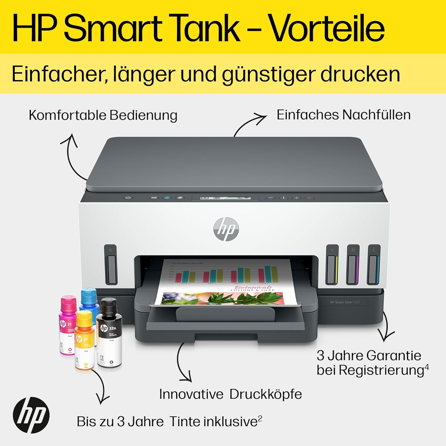 HP Smart Tank 7605 4-in-1 Multifunktionsdrucker (WLAN; Duplex; ADF) – 3 Jahre Tinte inklusive, 3 Jahre Garantie, großer Tintentank, hohe Reichweite, Drucken in hoher Qualität