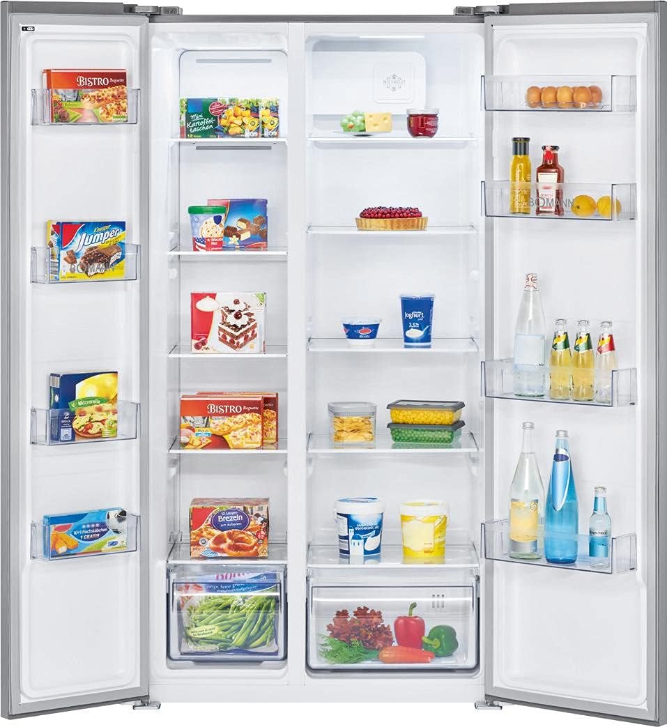 Bomann® French Door Kühlschrank No Frost | Kühl-Gefrier-Kombinationen mit Total No Frost | Kühlschrank mit Gefrierfach 400L | Side by Side Kühlschrank mit MultiAirflow-System | KG 7354 Edelstahl