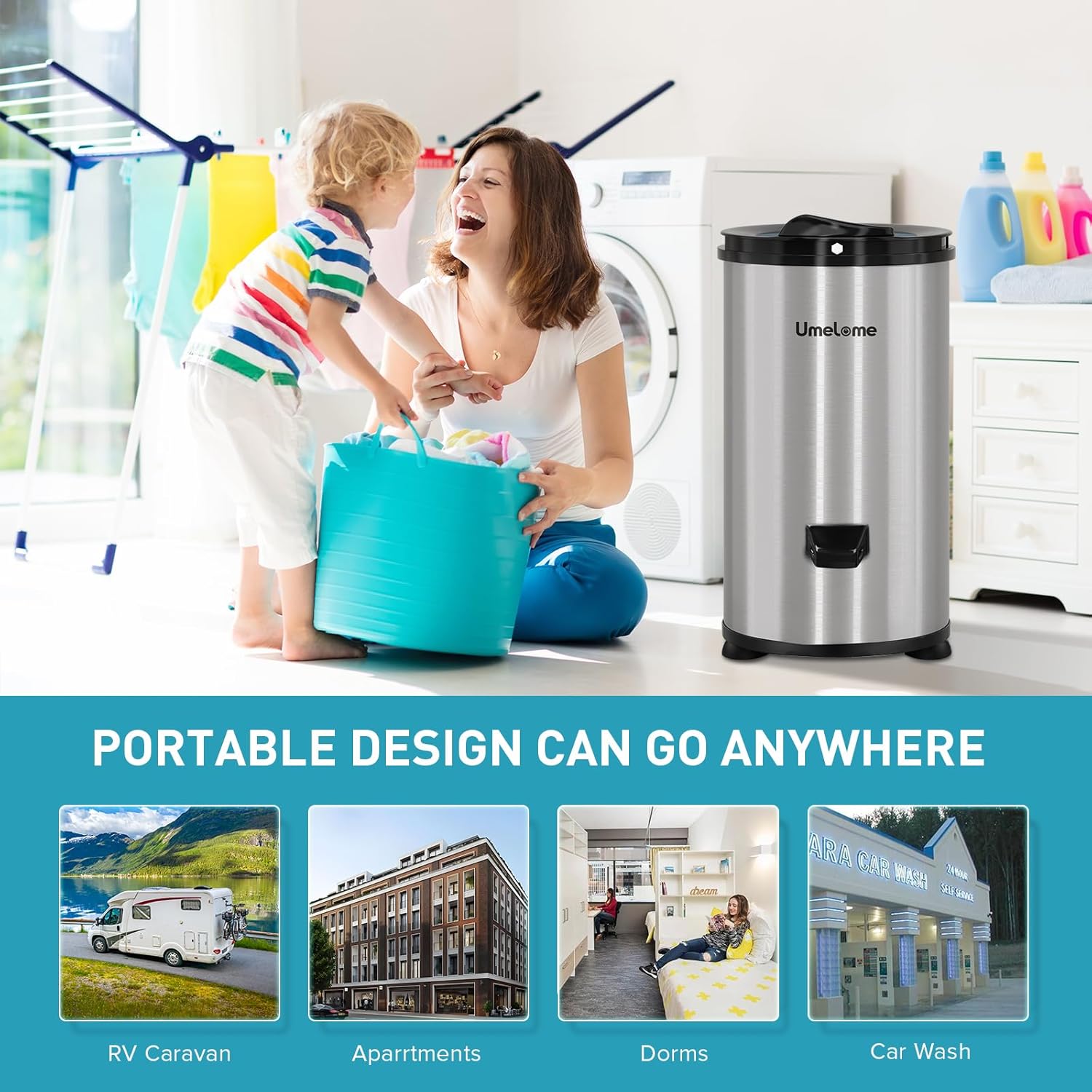 Wäscheschleuder 3200 U/min Umelome, 4KG, Energie-und Stromsparschleuder wäscheschleudern, Energieklasse A+++, Silber [Energieklasse A+++]