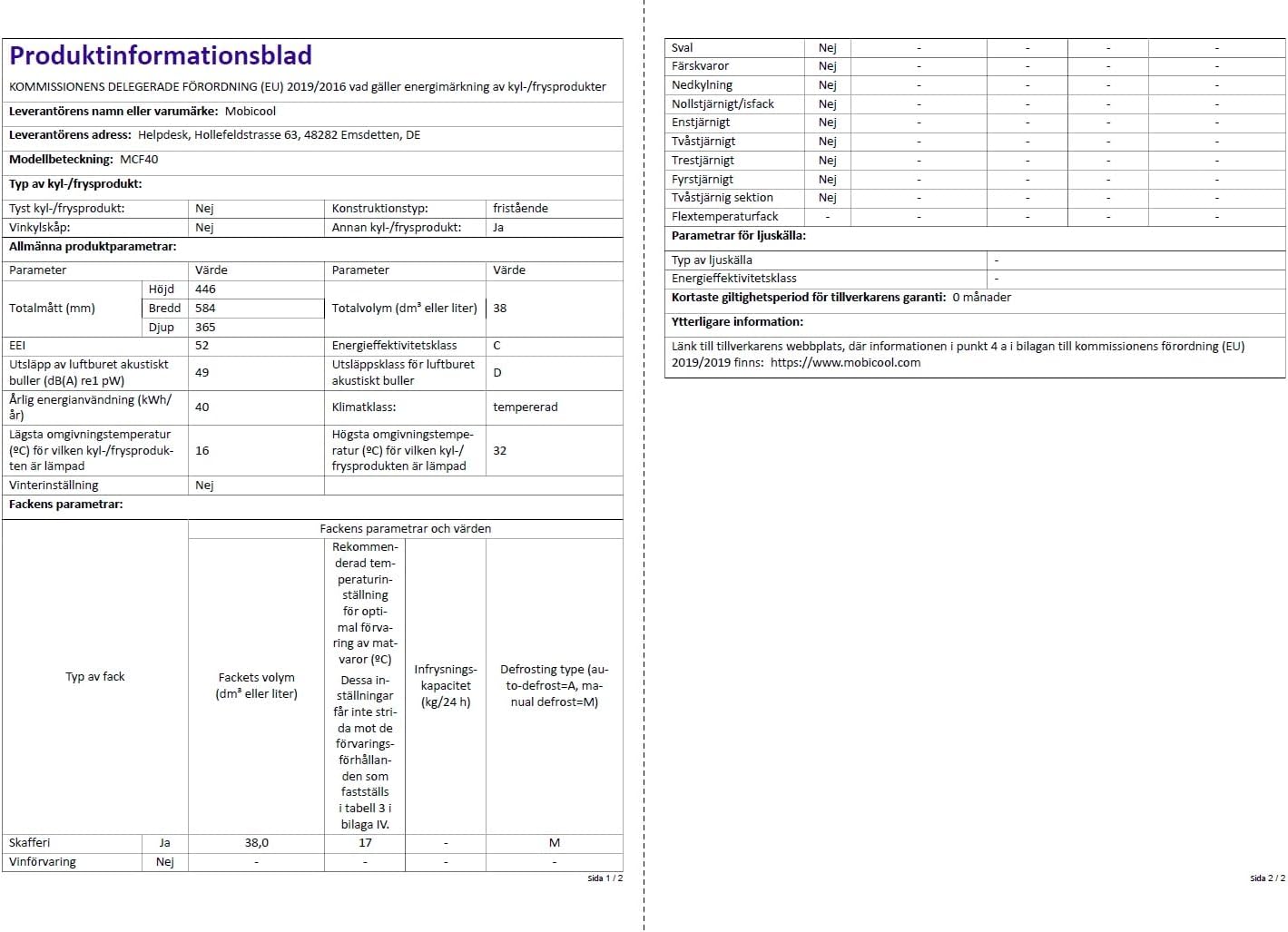 Mobicool MCF40, elektrische Kompressor-Kühlbox, 38 Liter, 12/24/230 V, Mini-Kühlschrank für Auto, Lkw, Boot, Reisemobil und Steckdose, Blue