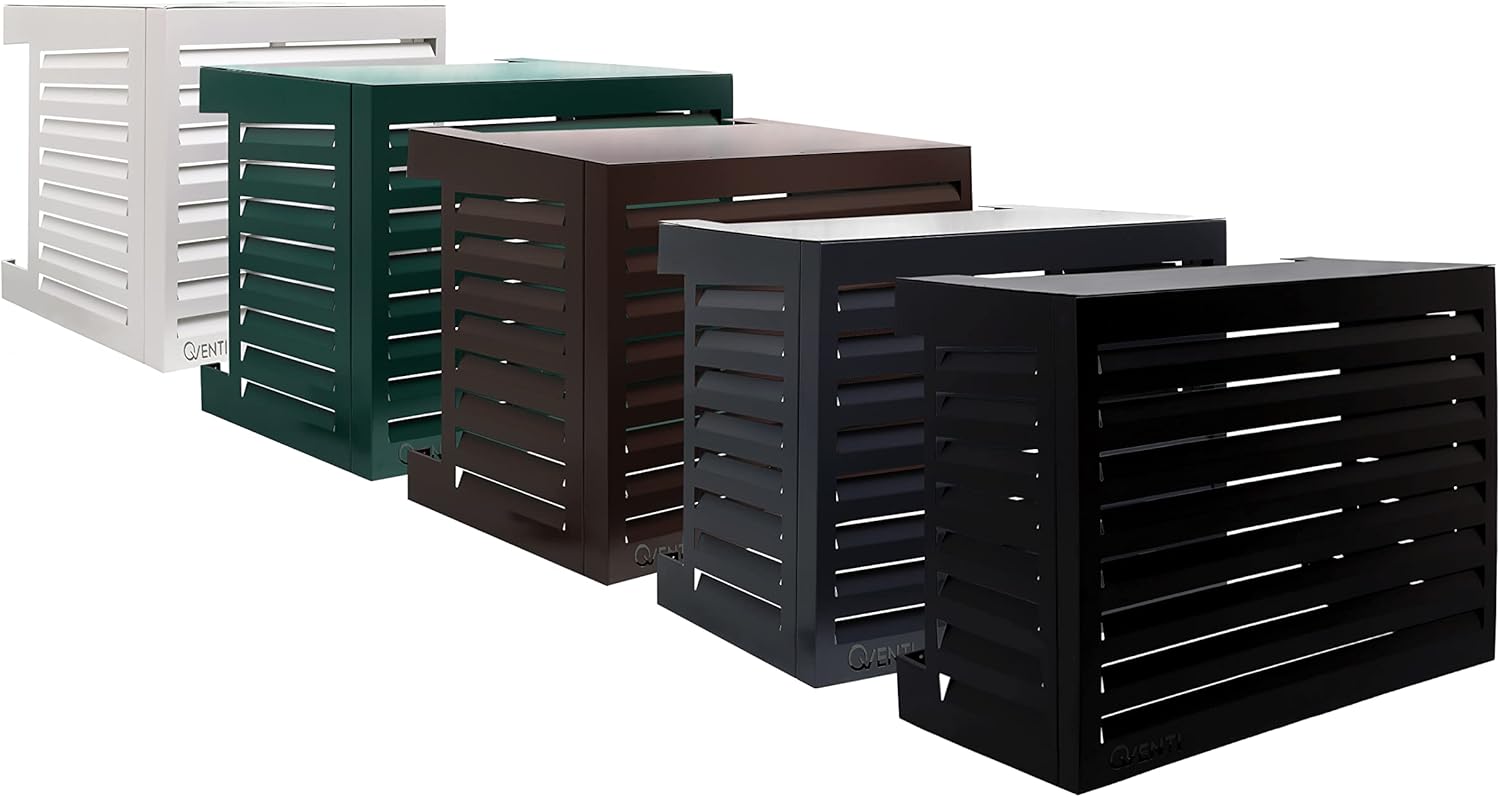 Qventi Abdeckung für Klimaanlage - Anthrazit/Grau - Aluminium - Schutzgitter - Verkleidung - Einfache Montage - Größe S - Außenmaße (LxBxH): 100 x 50 x 75 cm