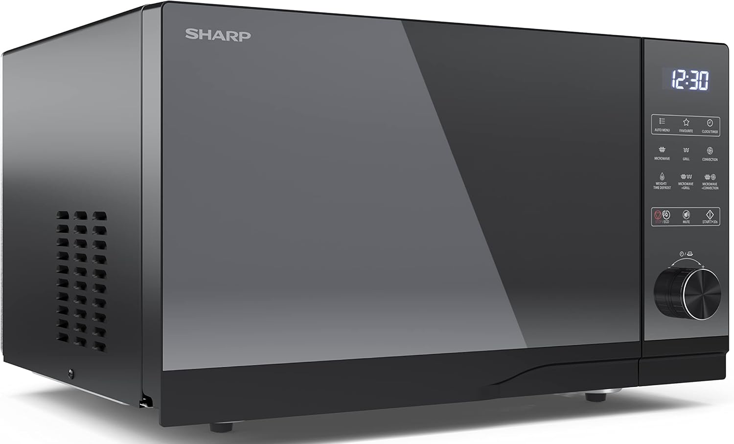 SHARP MG81ES Mikrowelle mit Grill (Mikrowelle: 900W, Grill: 1100W, 11 Leistungsstufen, Auftaufunktion, Abmessungen: 512x300x396cm, Emaille-Keramik-Garraum mit antibakteriellen Eigenschaften), silber