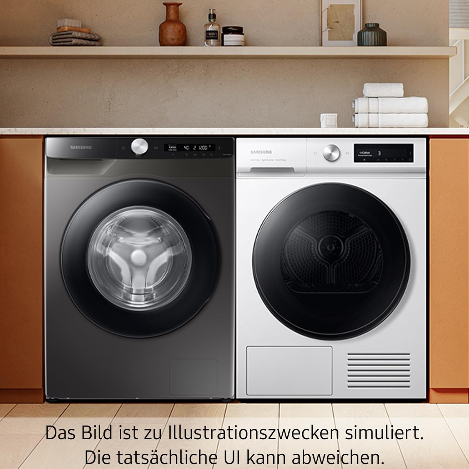 Samsung WW90T504AAWCS2 Waschmaschine, 9 kg, 1.400 U/min, Extra energiesparend, EEK: A (-10 %), AI Ecobubble, AI Control, SmartThings App und AI Energy Mode, Hygiene-Dampfprogramm, Weiß