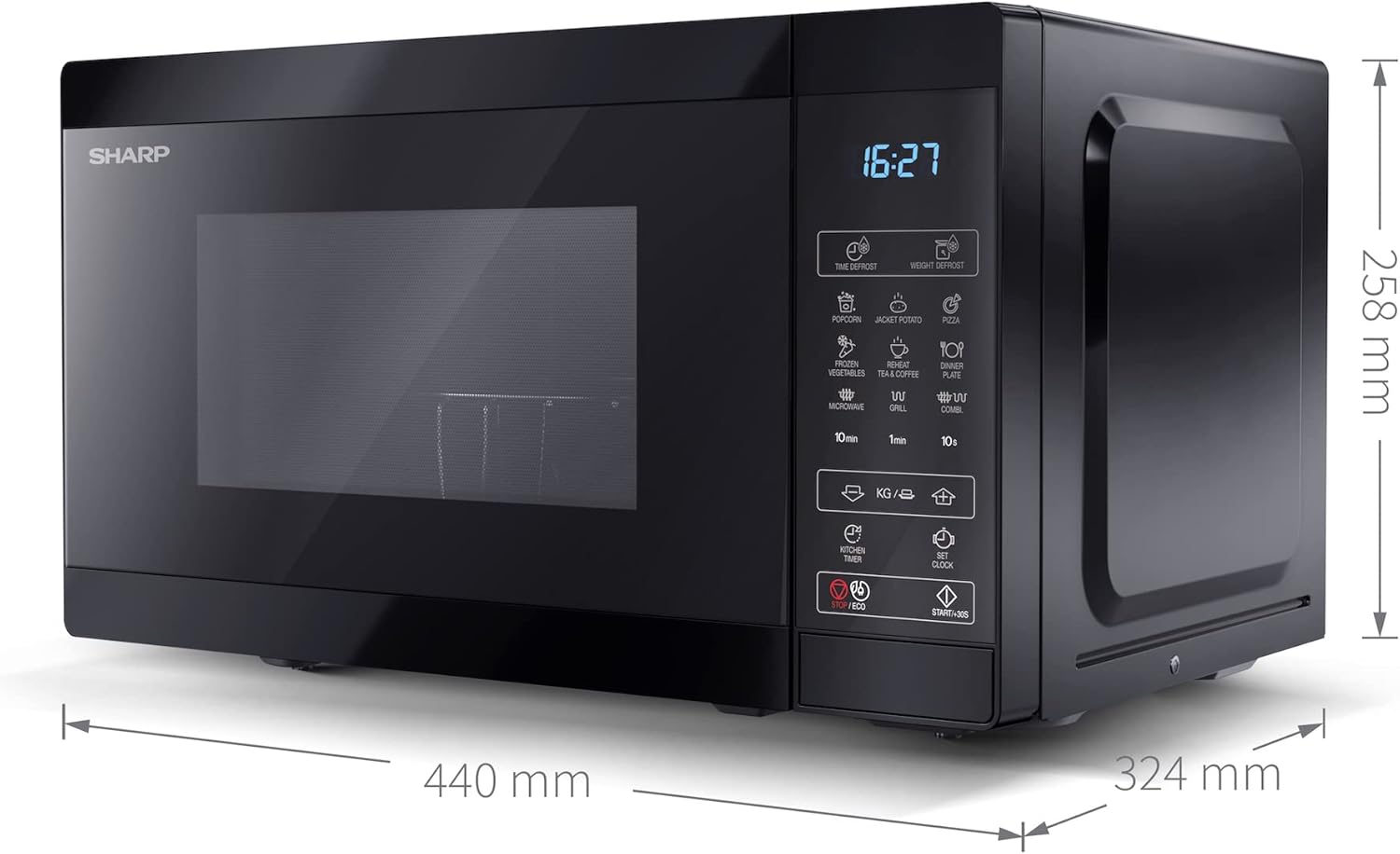 SHARP MG81ES Mikrowelle mit Grill (Mikrowelle: 900W, Grill: 1100W, 11 Leistungsstufen, Auftaufunktion, Abmessungen: 512x300x396cm, Emaille-Keramik-Garraum mit antibakteriellen Eigenschaften), silber