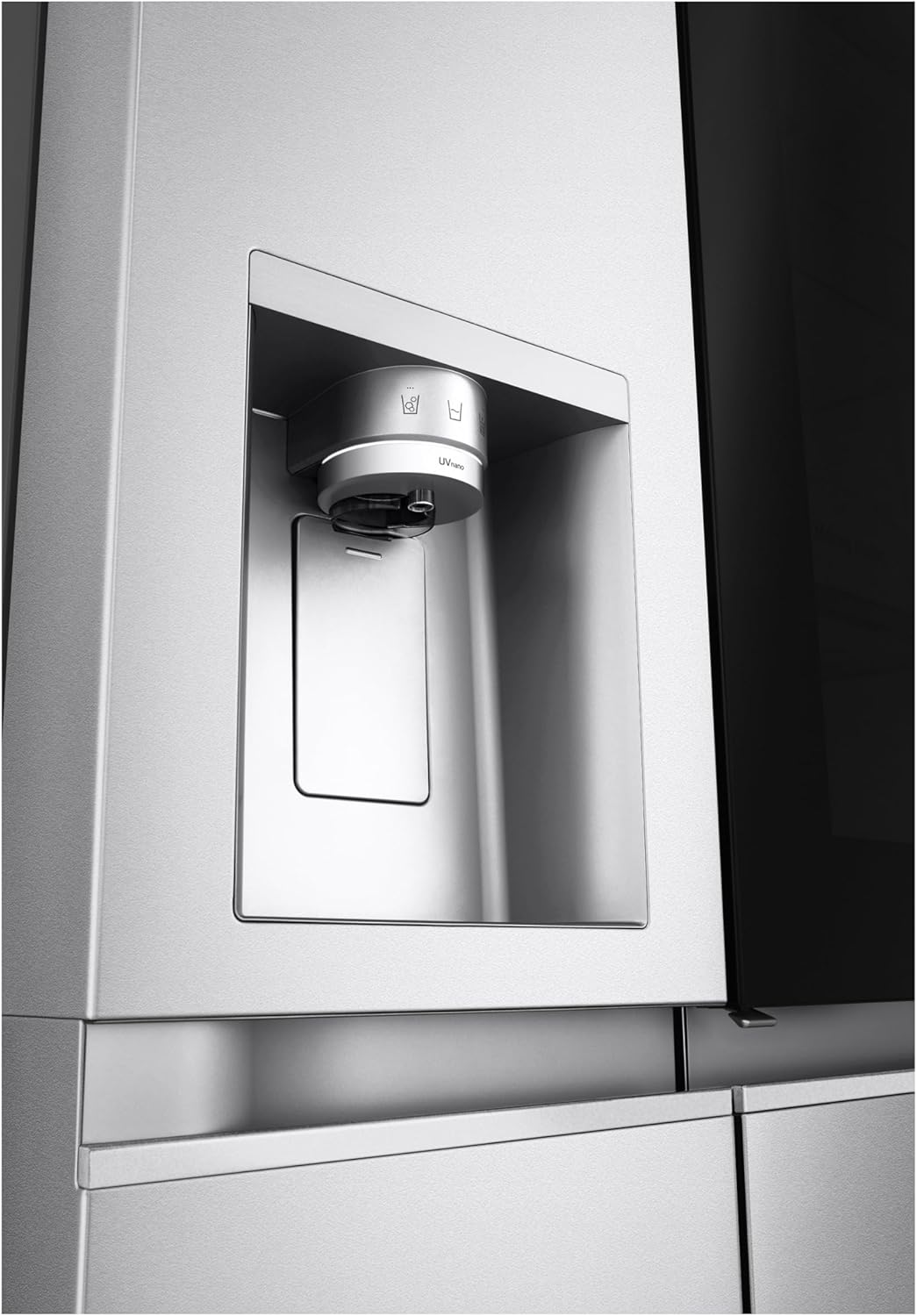 LG GSGV81PYLL Side by Side Kühlschrank, Klasse E, 635 L, Instaview, Kühlschrank mit Gefrierfach, Eis-, Crushed Ice- Wasserspender, Total NoFrost, Smart Inverter Kompressor, Wi-Fi