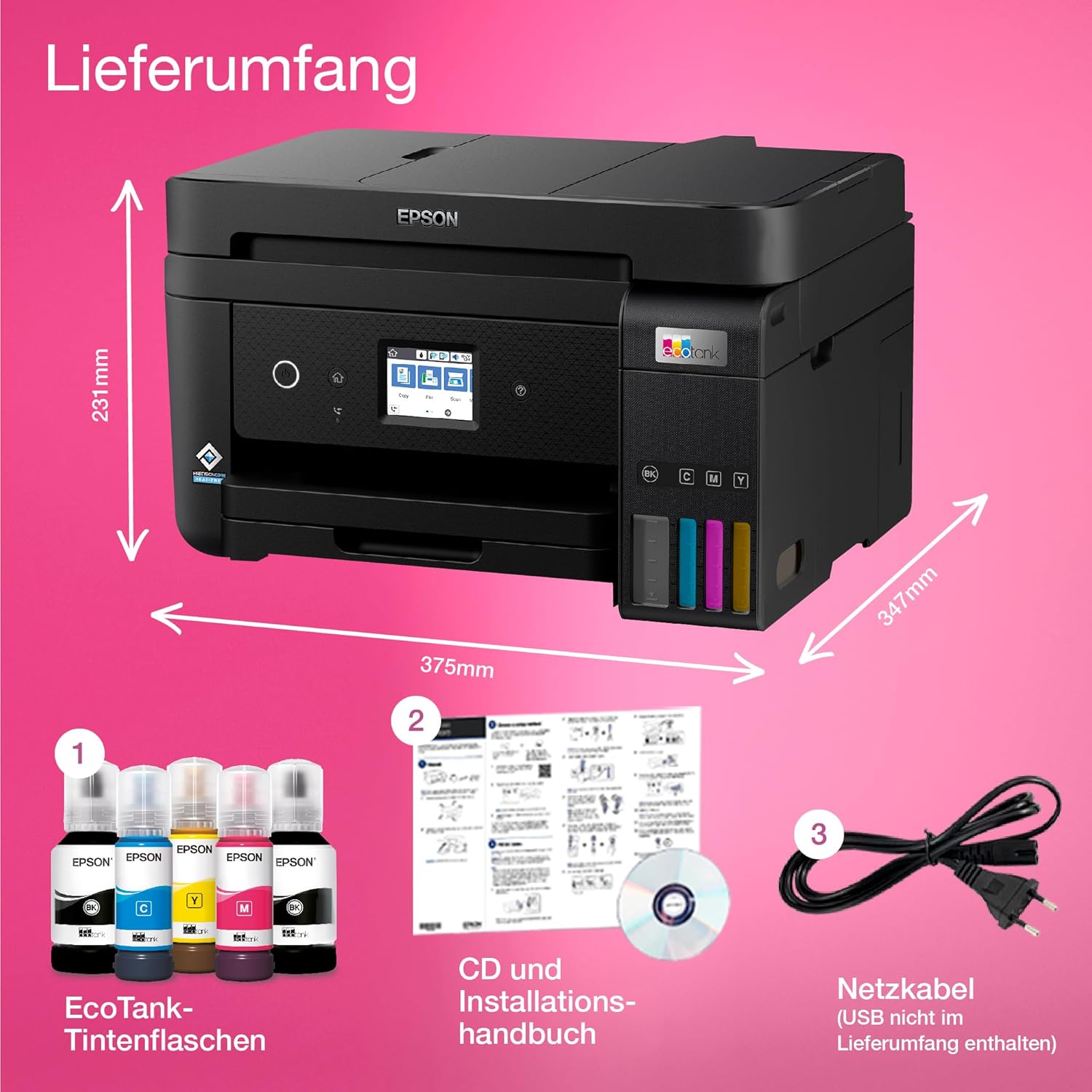 Epson EcoTank ET-4800 A4-Multifunktions-Wi-Fi-Tintentankdrucker, mit einem im Lieferumfang enthaltenen Vorrat an Tinten bis zu 3 Jahren