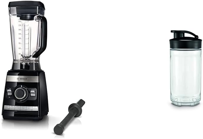 Bosch Standmixer VitaBoost MMBH6P6BDE, 6-Klingen-Edelstahlmesser, 2,5l Tritan-Mixbehälter, Stopfer, 6 Automatikprogramme, Rezeptbuch, BPA-frei, einfache Reinigung, 45,000 U/min, 1600 W, schwarz