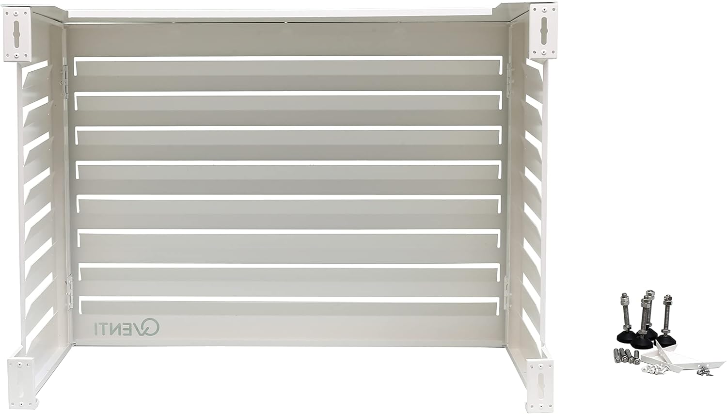 Qventi Abdeckung für Klimaanlage - Anthrazit/Grau - Aluminium - Schutzgitter - Verkleidung - Einfache Montage - Größe S - Außenmaße (LxBxH): 100 x 50 x 75 cm