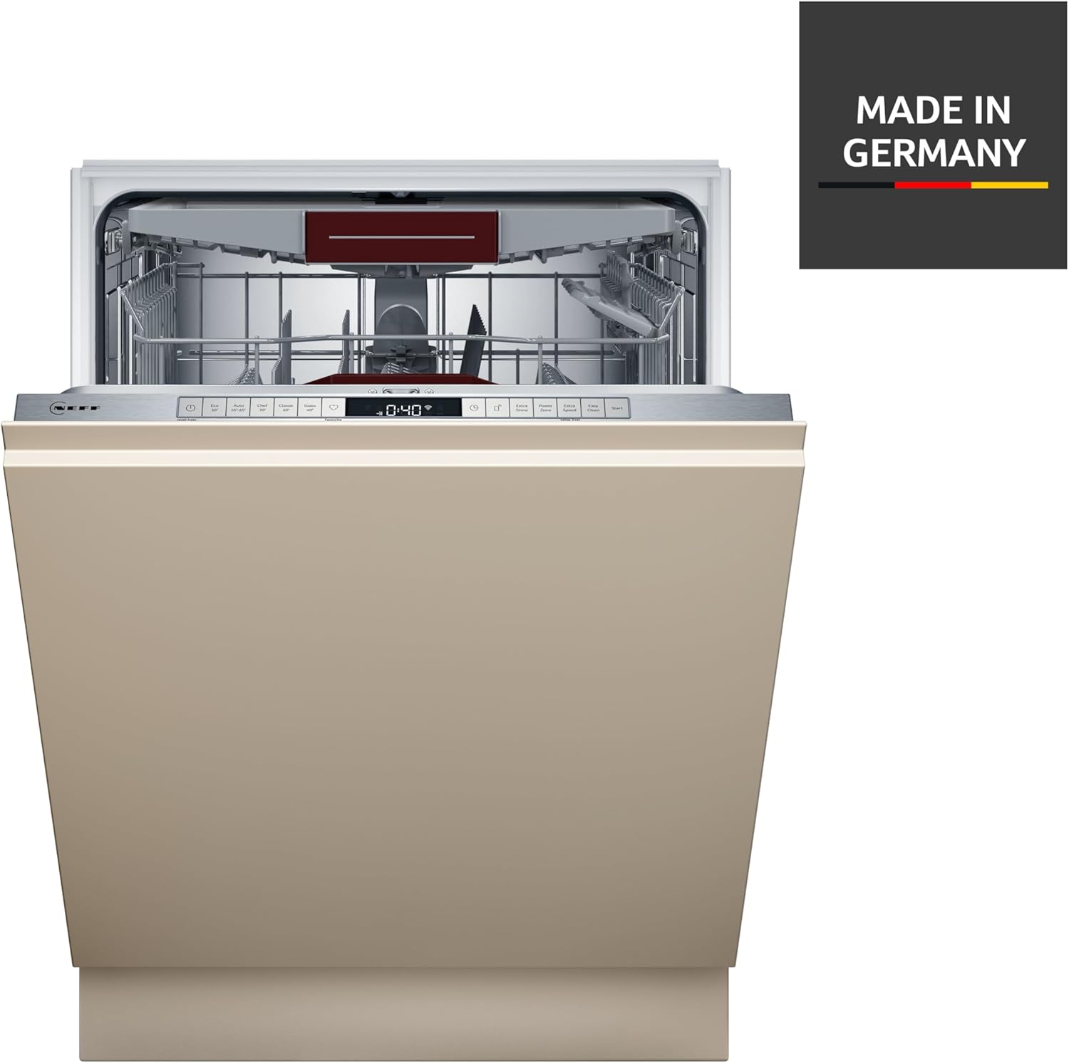 NEFF S157YCX03E, N 70, Smarter Geschirrspüler Vollintegriert, 60 cm, Besteckschublade, Made in Germany, Zeolith-Trocknung, besonders leise Spülmaschine, höhenverstellbarer Oberkorb, starker Sprühdruck