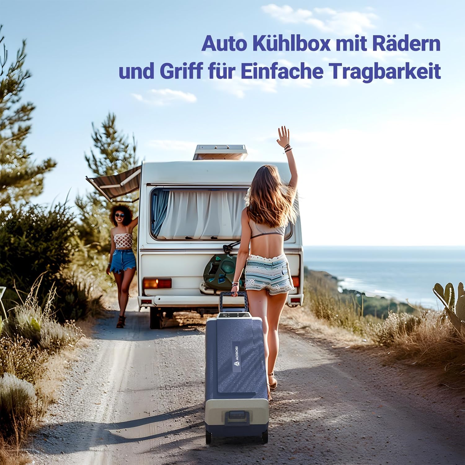 AAOBOSI Compressor Cool Box 36 L, Cool Box Car with WiFi App Control, 12/24 V and 100-240 V Electric Cool Box, up to -20 °C for Car, Truck, Boat, Motorhome, Camping, Double Zone