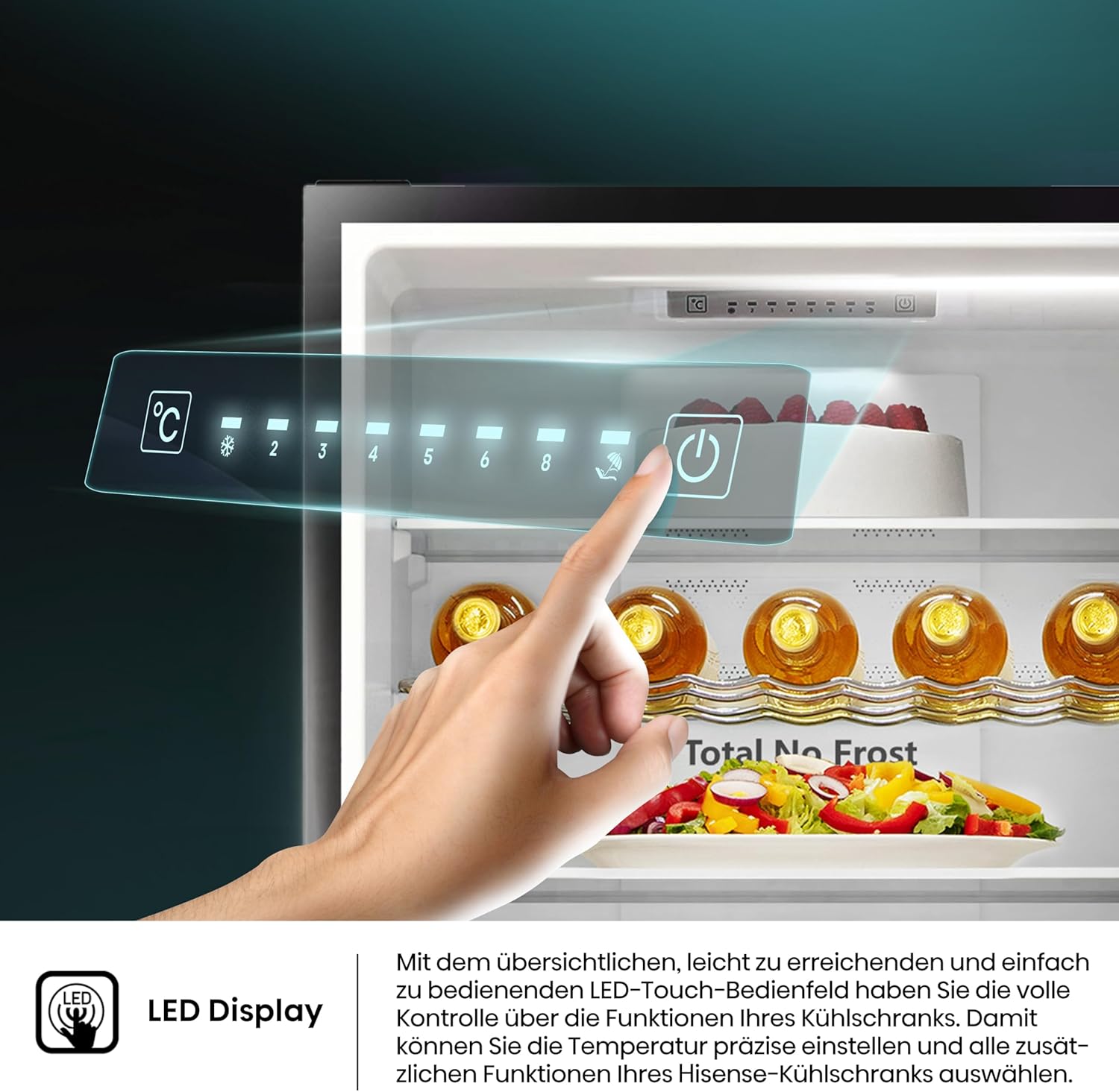 Hisense RB327N4ADD Fridge-Freezer Combination, EEK D, Total NoFrost, Interchangeable Door Hinge, Bottle Grid, 171 Litre Fridge Compartment, 85 Litre Freezer Compartment, Stainless Steel Look