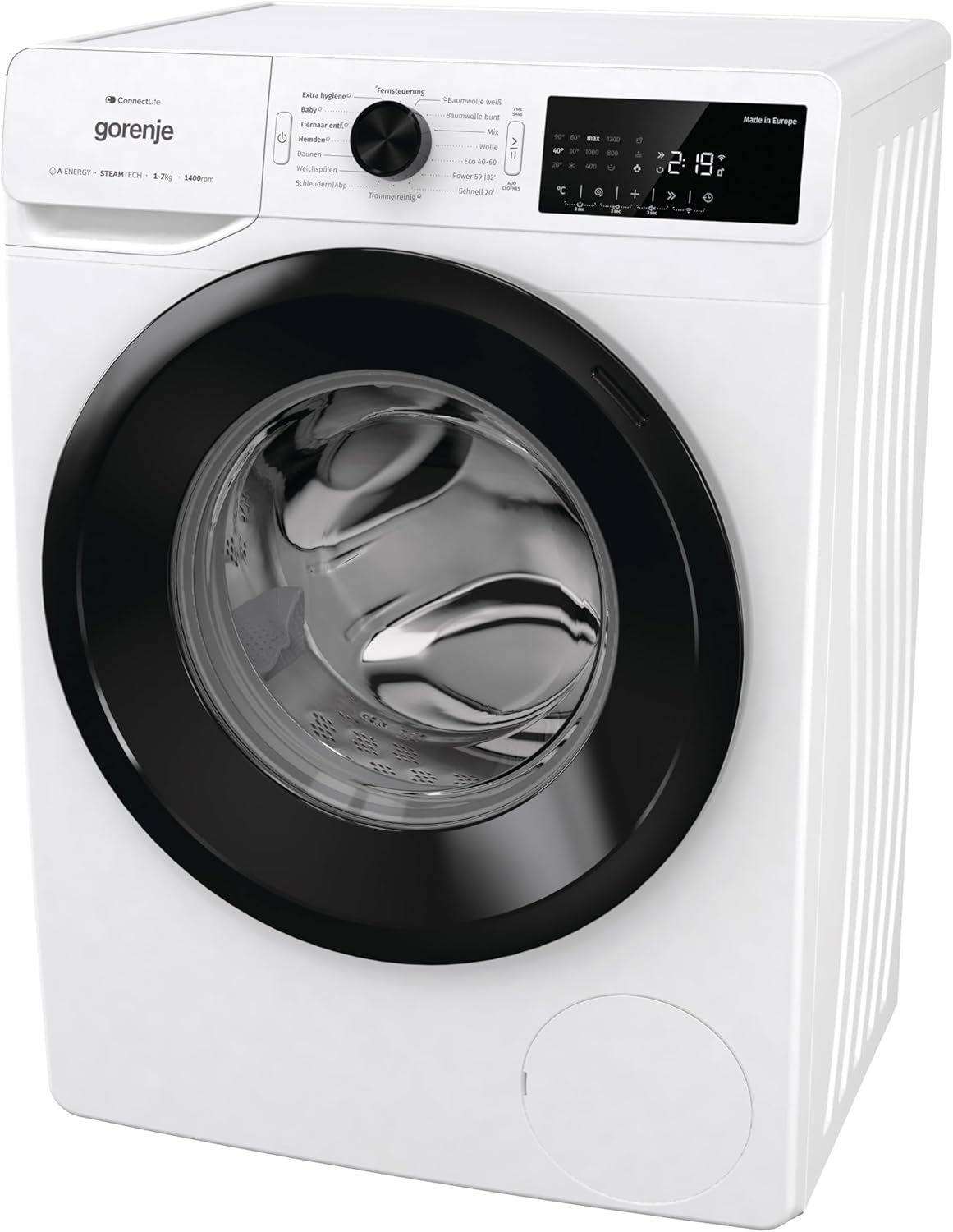 Gorenje WPAM74SA1T Waschmaschine mit Dampffunktion/Slim/ConnectLife / 7Kg / 1400 U/min/15 Programme/Totaler AquaStop/Wave Active Trommel/ExtraHygiene/PowerWash/Schnell Waschgang/EEK: A-10%
