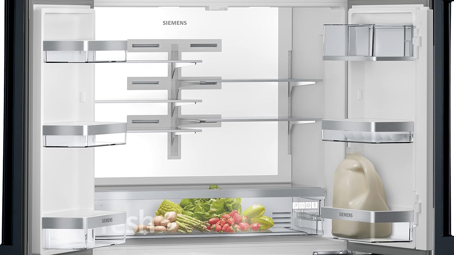 SIEMENS KF96NVPEA iQ300 Multi-Door-Kühlschrank, 183 x 91 cm, 405 L Kühlen & 200 L Gefrieren, hyperFresh längere Frische, noFrost nie wieder abtauen, superCooling schnellere Kühlung