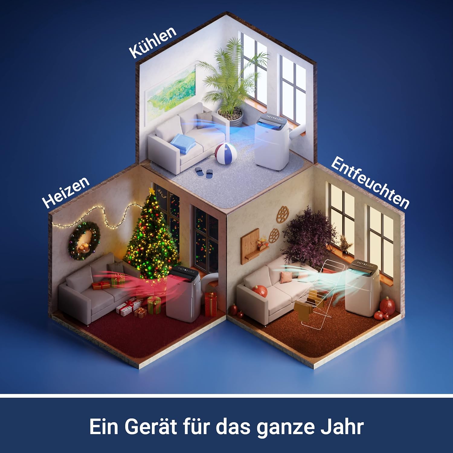 SUNTEC Mobiles Klimagerät Impuls 2.6 Eco R290 – Klimaanlage mobil und leise mit Abluftschlauch – Kühler & Entfeuchter für Räume bis 34 qm – Mobile Kühlung für Wohnung & Büro – 9.000 BTU | 2600 Watt