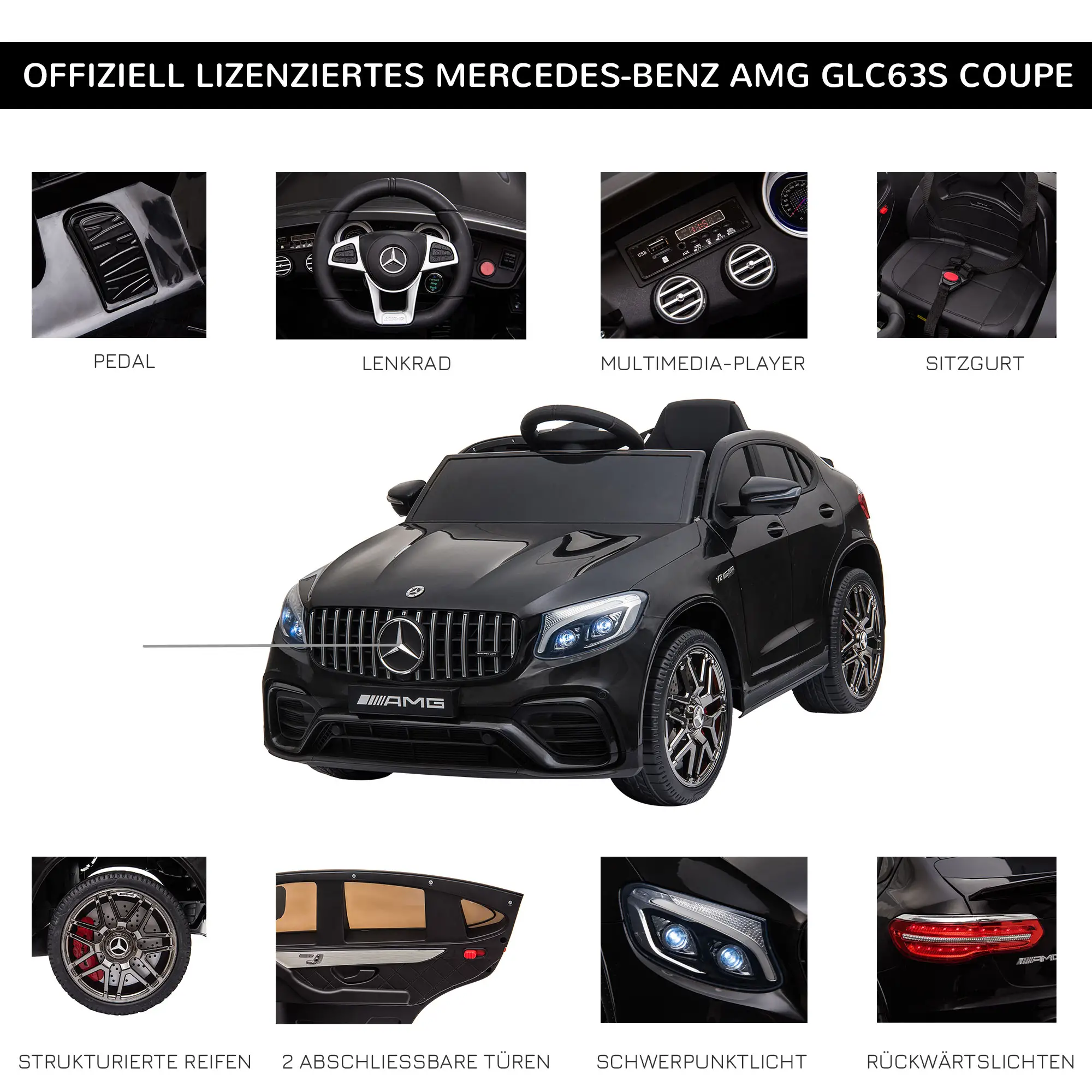 HOMCOM Kinder-Elektroauto Mercedes-Benz AMG mit Fernbedienung & Musik