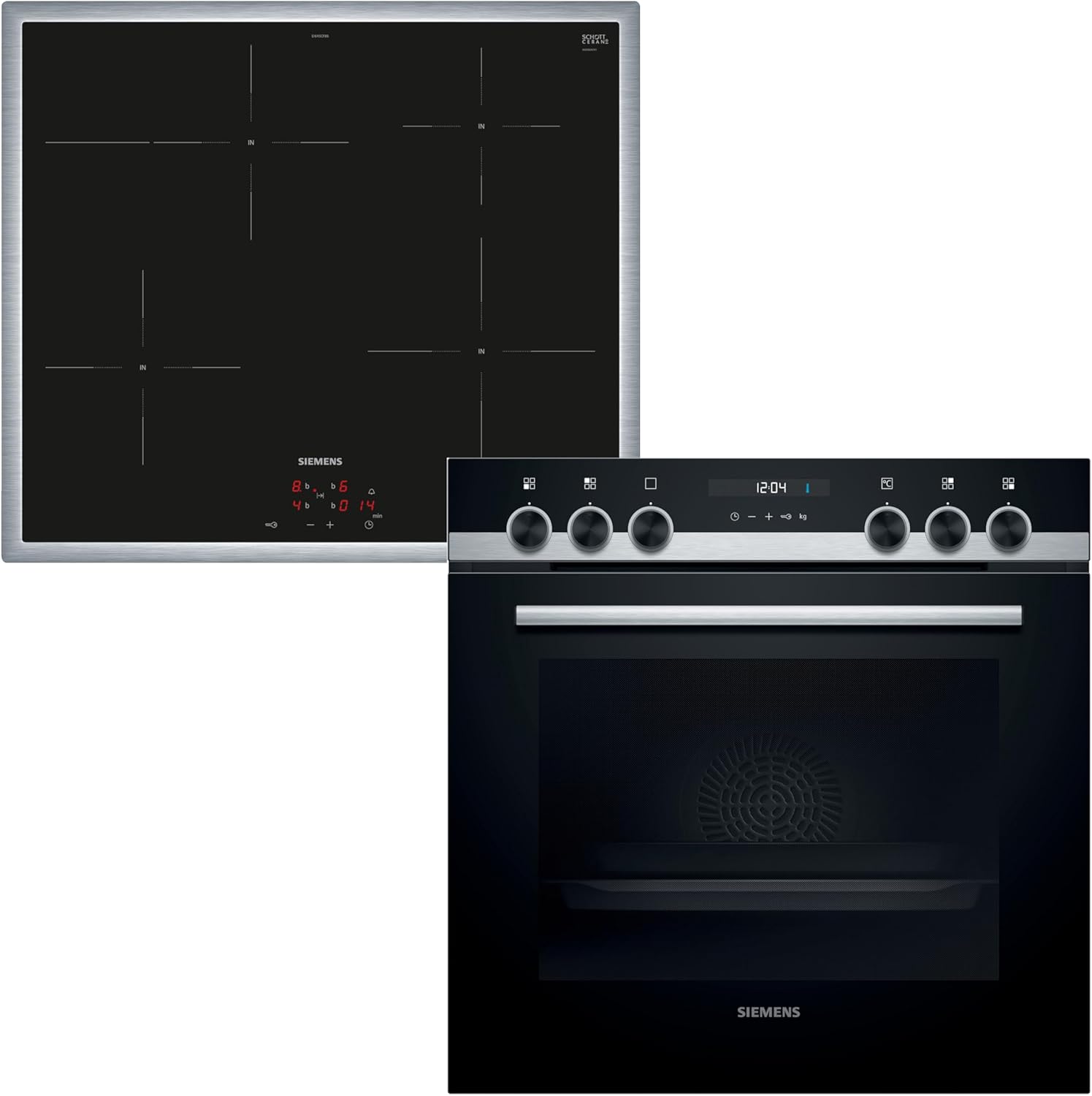 Siemens EQ522IA00 iQ500 Herd-Glaskeramik-Kochfeld-Kombination herdgesteuert, 59,4 cm breit, granit Glanz-Emaille - einfache Reinigung, cookControl10 - Automatikprogramme