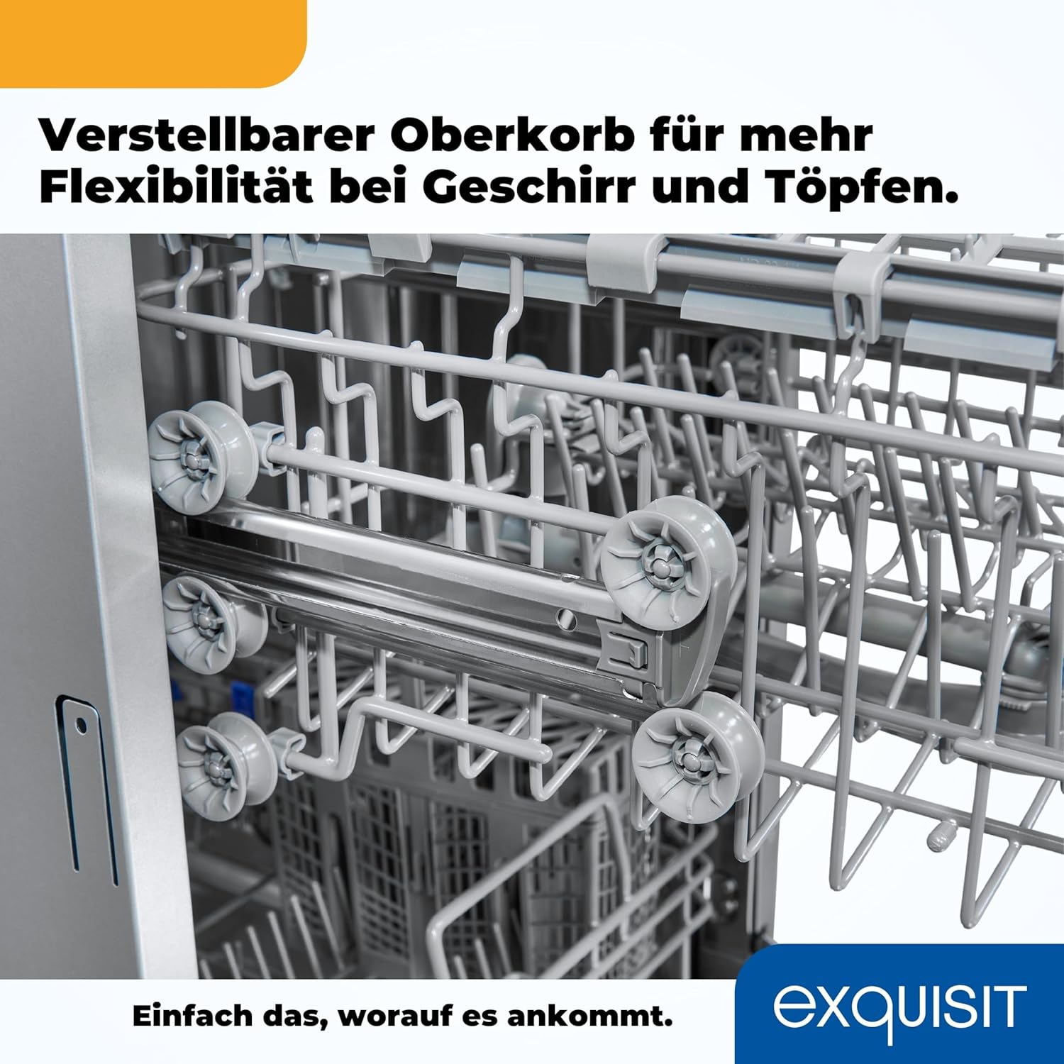 Exquisit Geschirrspüler, Spülmaschine, 45 cm Breite, Teilintegriert, 9 Maßgedecke, 9 Liter, Startzeitvorwahl, ECO-Modus, Geschirrspüler 45 cm, EGSP51009-EB-030E inox