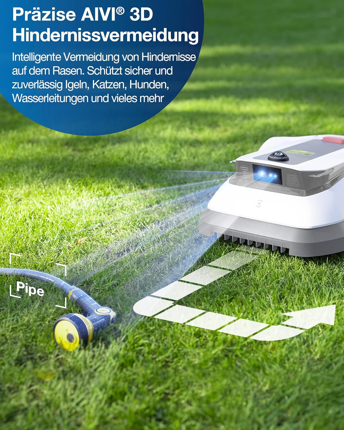 ECOVACS GOAT G1-800 Mhroboter ohne Begrenzungskabel 800㎡, Rasenmher Roboter mit TrueMapping-Multifusionslokalisierung,   Hindernisvermeidung, 16-Zonen-Management, 45% Steigung, Videomanager