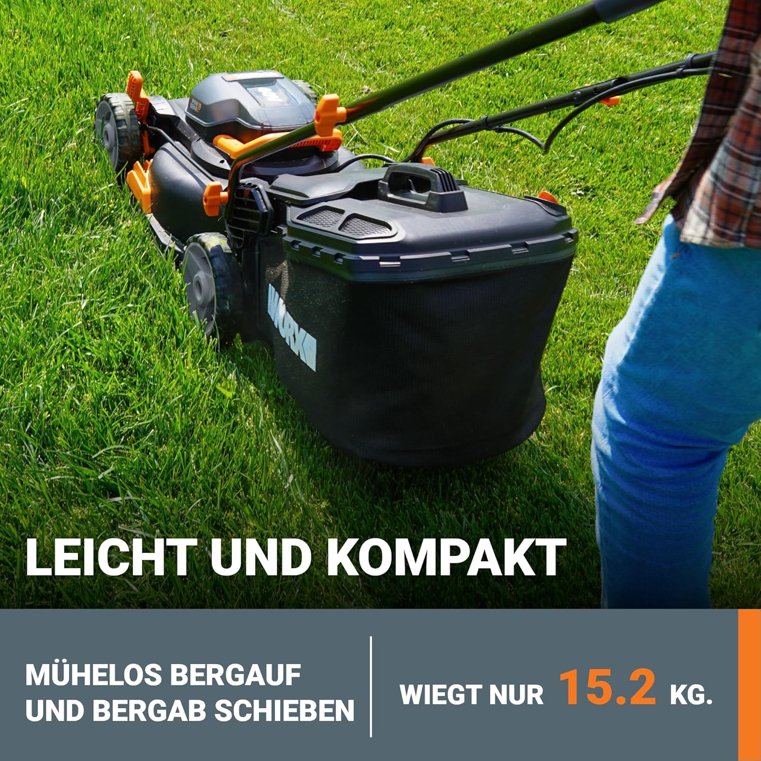 WORX WG743E Akku-Rasenmäher 40V – Profi Rasenmäher mit Mulchfunktion & PowerShare Akku – Rasenmähen ohne Kabel – Ideal für Gärten bis zu 500m²