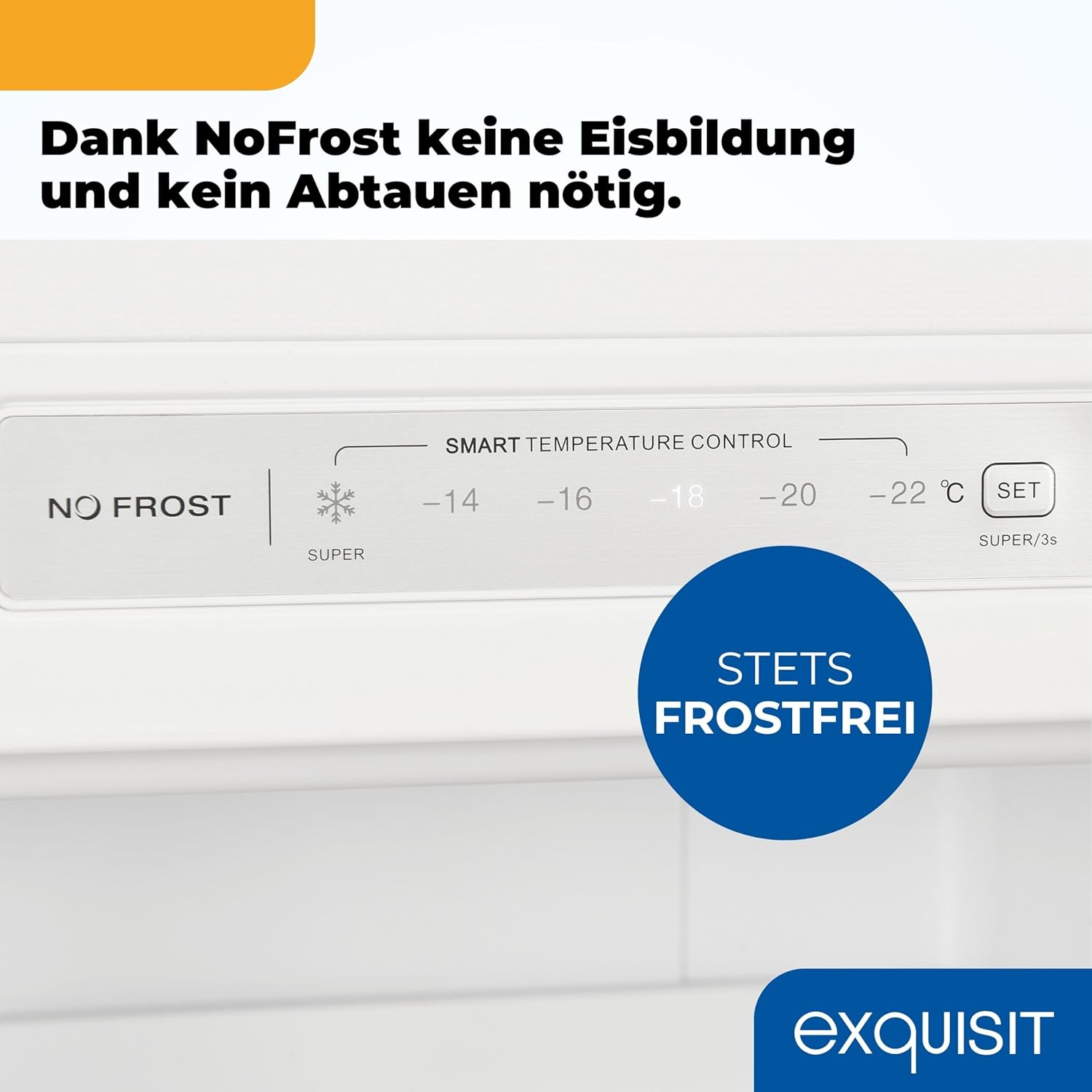 Exquisit Gefrierschrank NoFrost, Tiefkühlschrank groß, 161 Liter, Schnellgefrieren, Alarm-Funktion, GS5231-NF-H-040C weiss