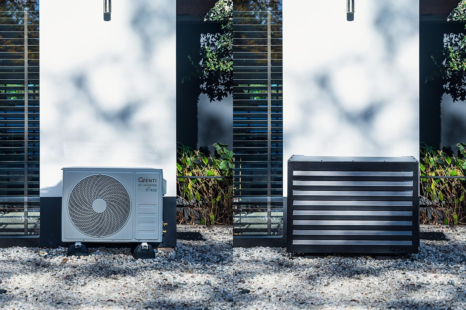 Qventi Abdeckung für Klimaanlage - Anthrazit/Grau - Aluminium - Schutzgitter - Verkleidung - Einfache Montage - Größe S - Außenmaße (LxBxH): 100 x 50 x 75 cm