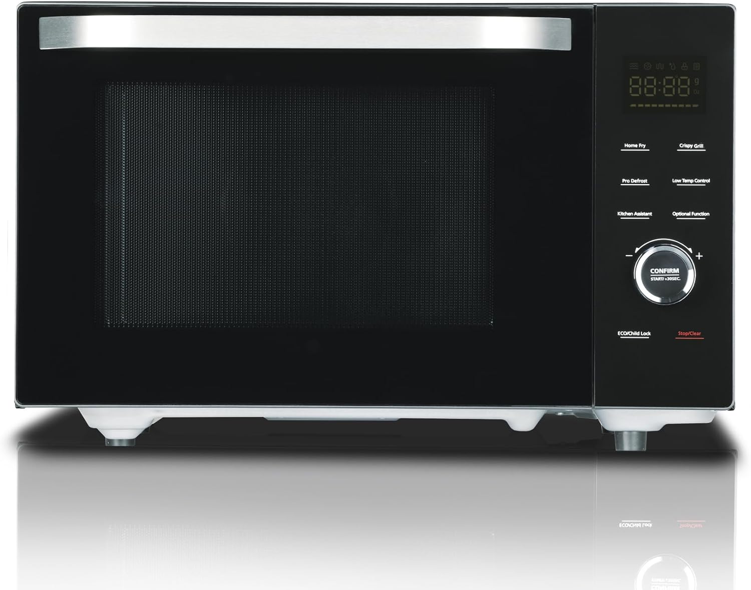 Techomey 4 IN 1 Mikrowelle mit Grill 34L, 1000W Mikrowelle mit Grill und Heißluft, Konvektions Mikrowelle 2400W, Mikrowelle mit Grill 2400W, Kombi Mikrowelle, ECO-Modus, Edelstahl