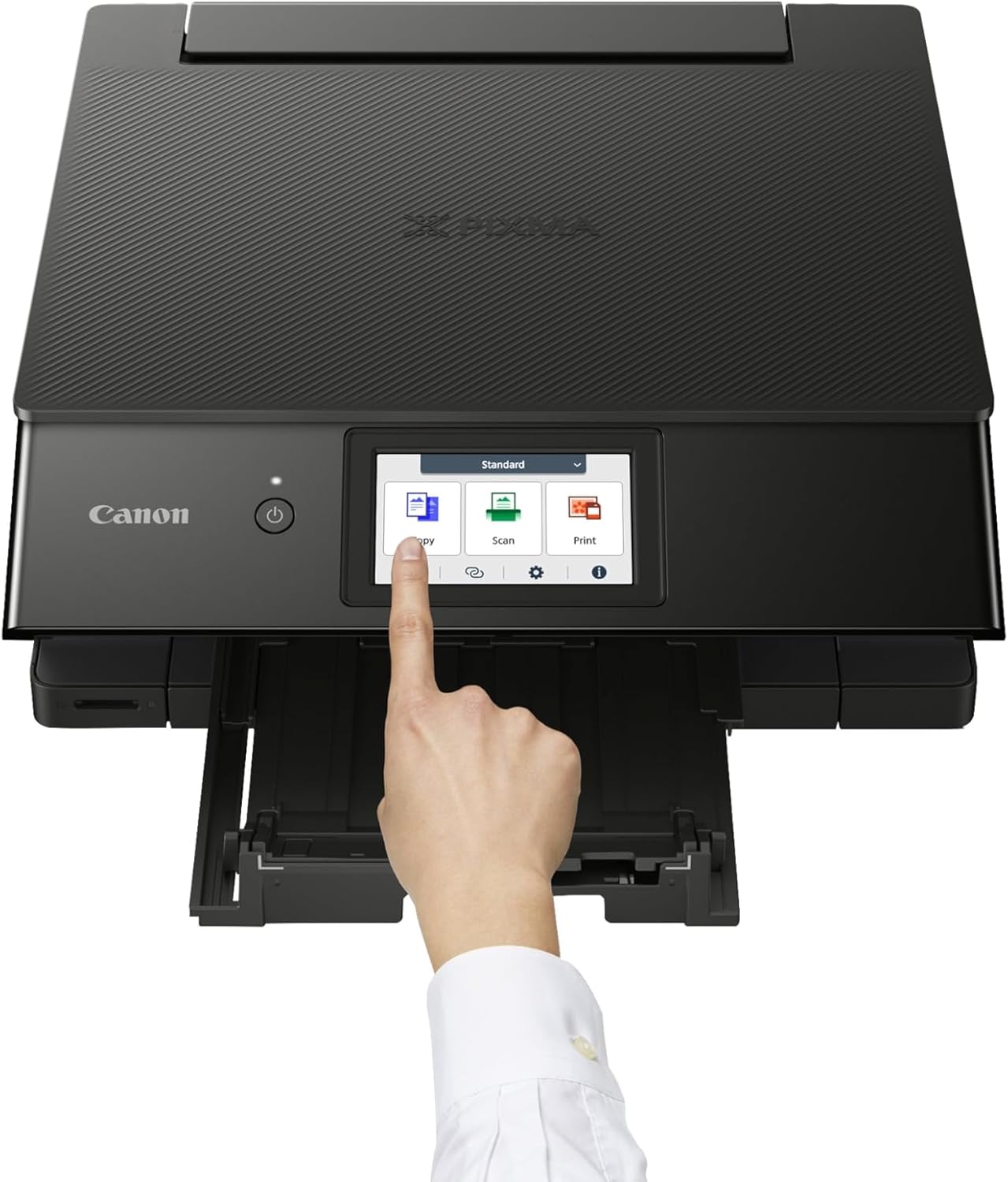 Canon PIXMA TS8750 Multifunktionsdrucker 3in1 (Tintenstrahl,Drucken, Kopieren, Scannen, A4, 10,8 cm Touch LCD, WLAN, Duplexdruck, 2 Papierzuführungen, 2 x 100 Blatt, 6 Separate Tinten) schwarz