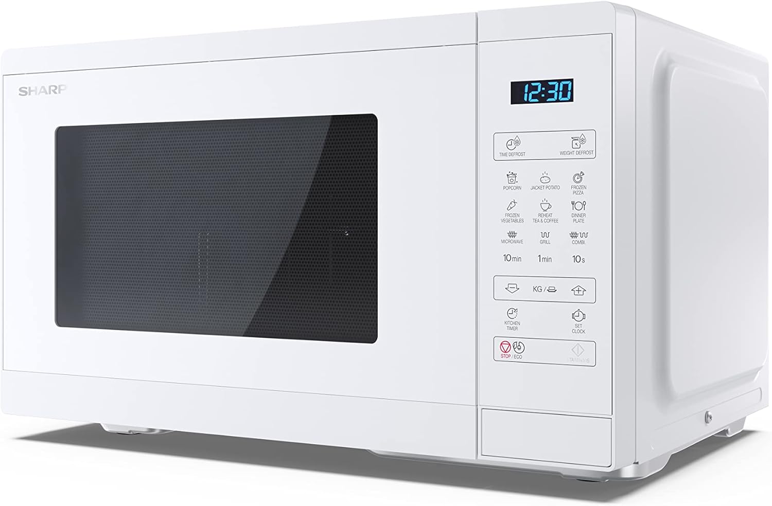 SHARP MG81ES Mikrowelle mit Grill (Mikrowelle: 900W, Grill: 1100W, 11 Leistungsstufen, Auftaufunktion, Abmessungen: 512x300x396cm, Emaille-Keramik-Garraum mit antibakteriellen Eigenschaften), silber