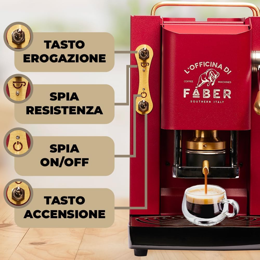 Faber PRO Total Deluxe Kaffeemaschine aus Messing, 44 mm Ese Papier, 1.3 liters, (Weiß)