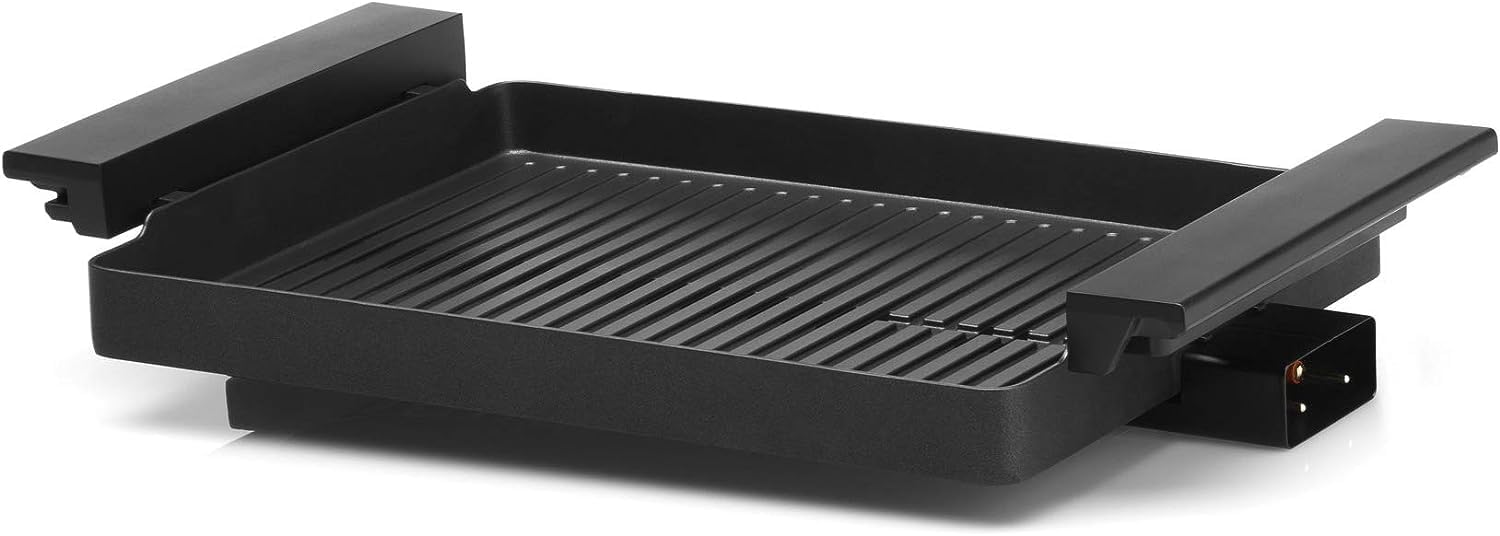 WMF Lono Tischgrill elektrisch mit Glasdeckel, beschichtete Grillplatte, herausnehmbare Auffangschale, spülmaschinenfest, Edelstahl matt, 2200 Watt