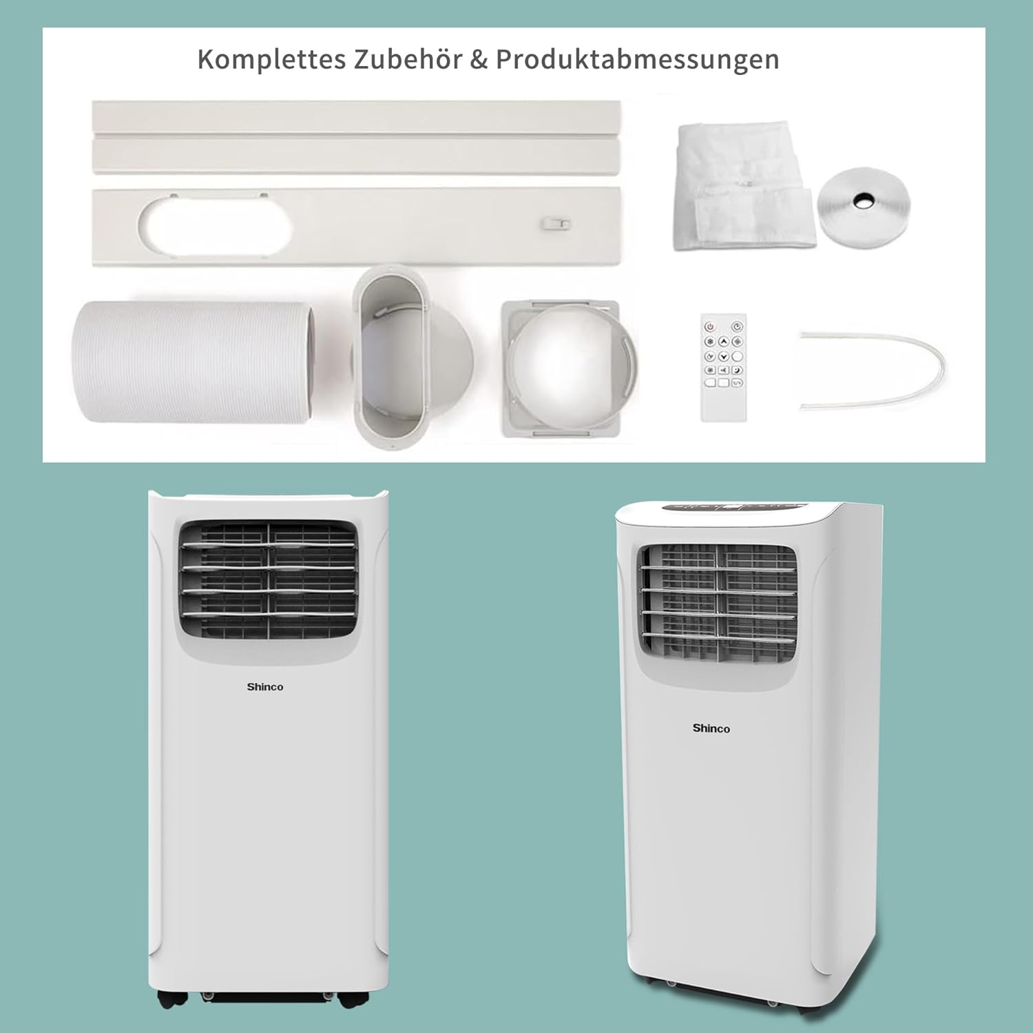 SHINCO Mobile Klimaanlage mit Abluftschlauch, 12000BTU, Kühlung&Heizung&Ventilieren&Entfeuchten, Mobiles Klimagert mit Fenstermontage-Kit, 24H-Timer, APP, für Rume von etwa 90m