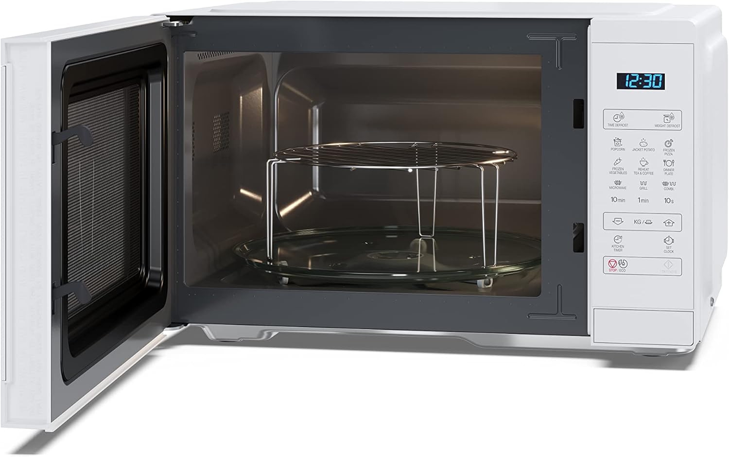 SHARP MG81ES Mikrowelle mit Grill (Mikrowelle: 900W, Grill: 1100W, 11 Leistungsstufen, Auftaufunktion, Abmessungen: 512x300x396cm, Emaille-Keramik-Garraum mit antibakteriellen Eigenschaften), silber